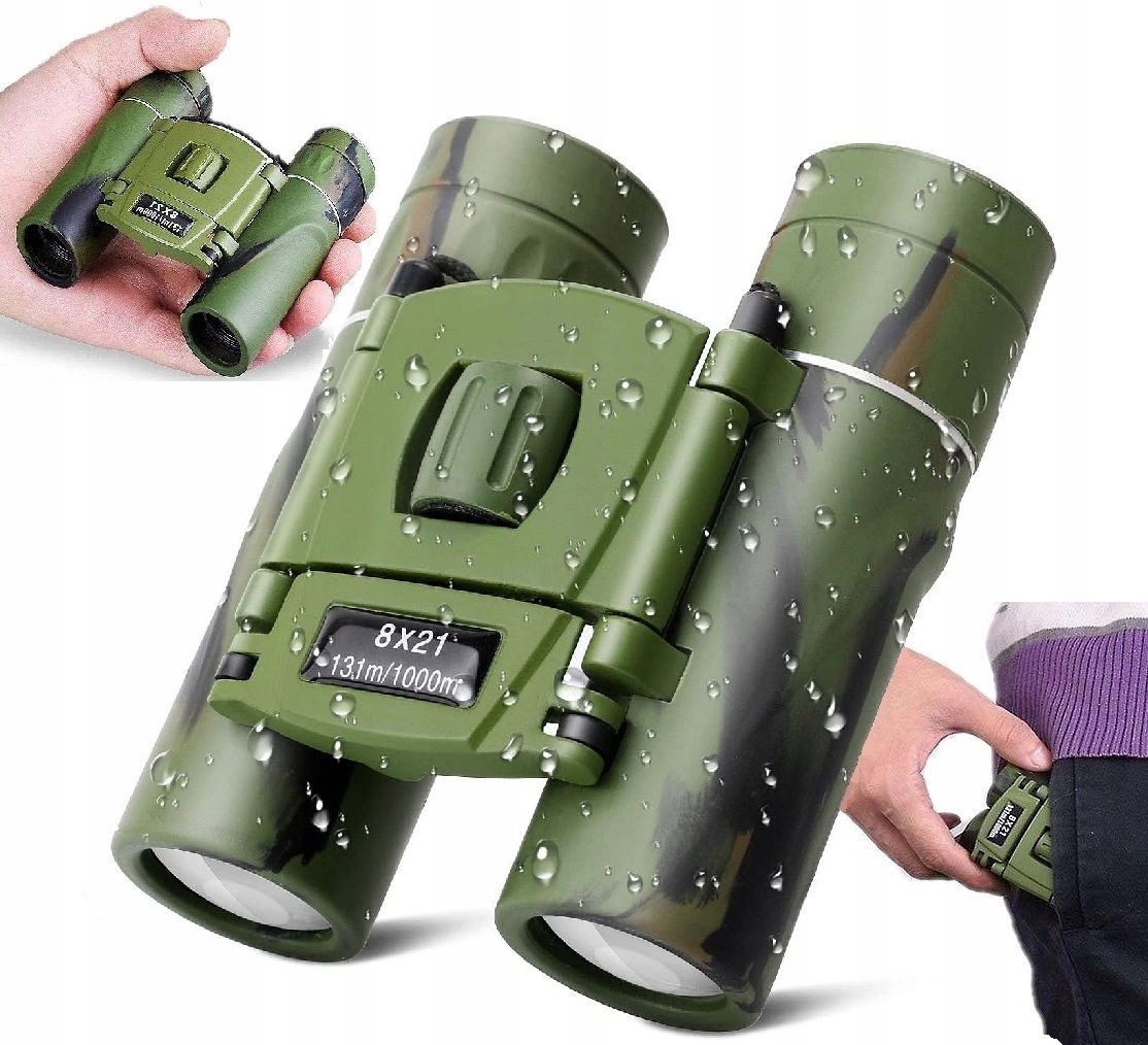 LORNETKA 8x21 DZIEŃ NOC SZKLANA OPTYKA DLA DZIECI Model COMPACT GREEN MORO