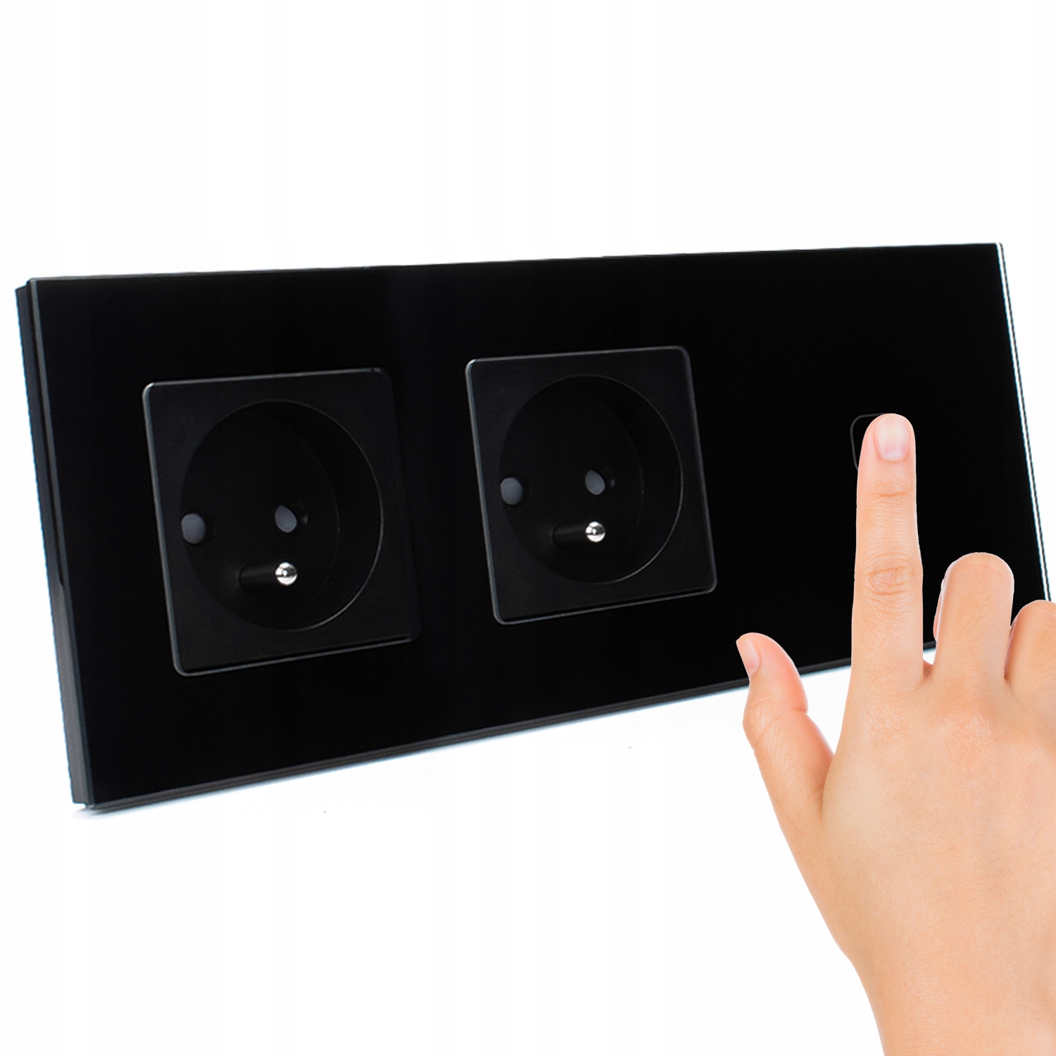 2x Skleněný dotykový spínač s Led podsvícením, dvojitá elektrická zásuvka