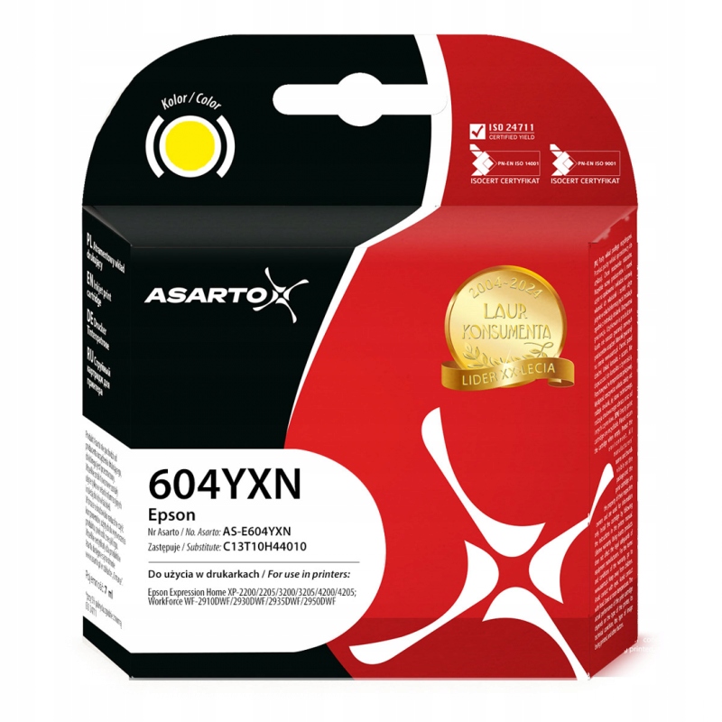 Tusz Asarto do Epson 604YXN C13T10H44010 400 str. 7ml yellow