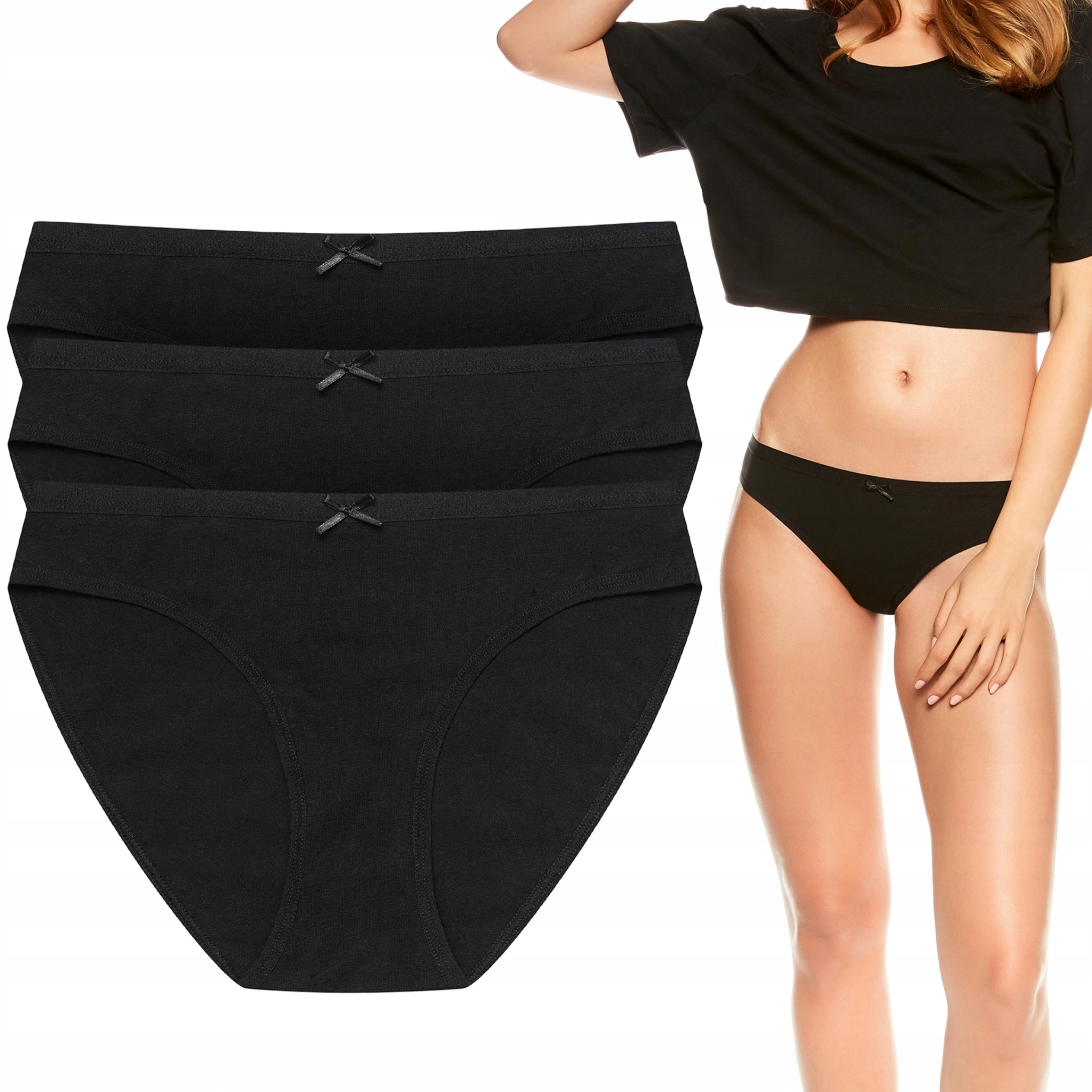 Kalhotky Dámské Henderson 37270 Bavlněné bikiny s mašličkou 3-PAK L