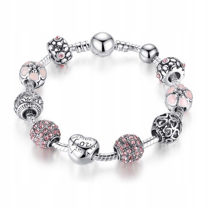 

Bransoletka Srebrna 925 Modułowa Charms Serce B67