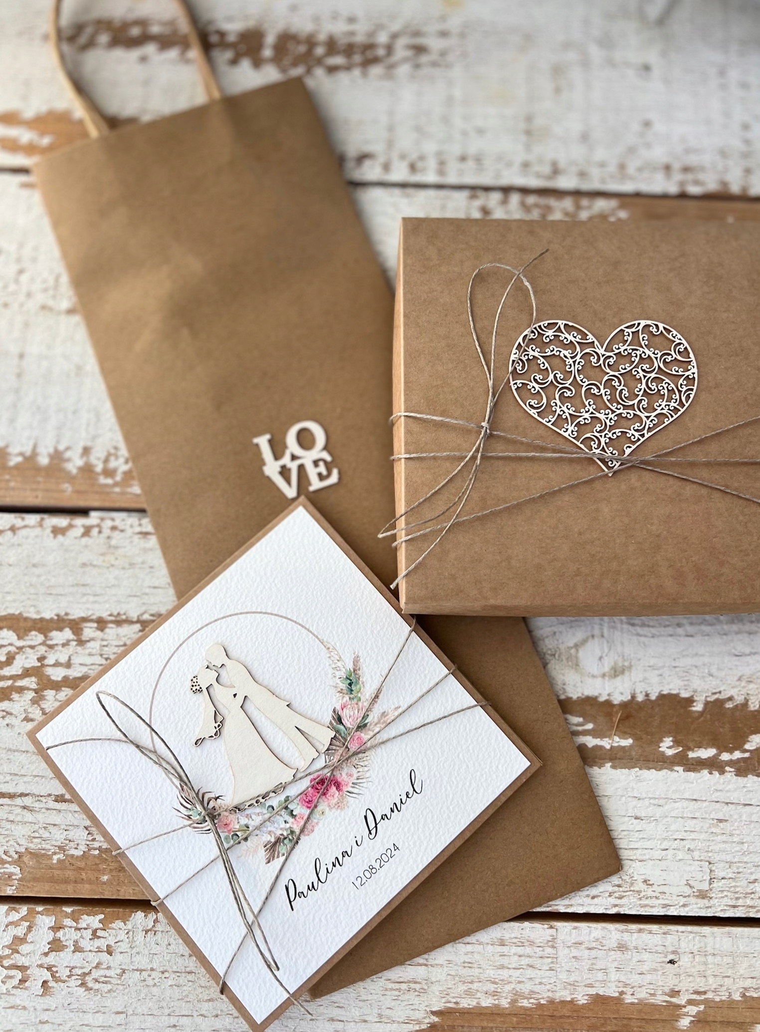 Svatební přání na svatba s personalizací v krabičce kabelka na víno