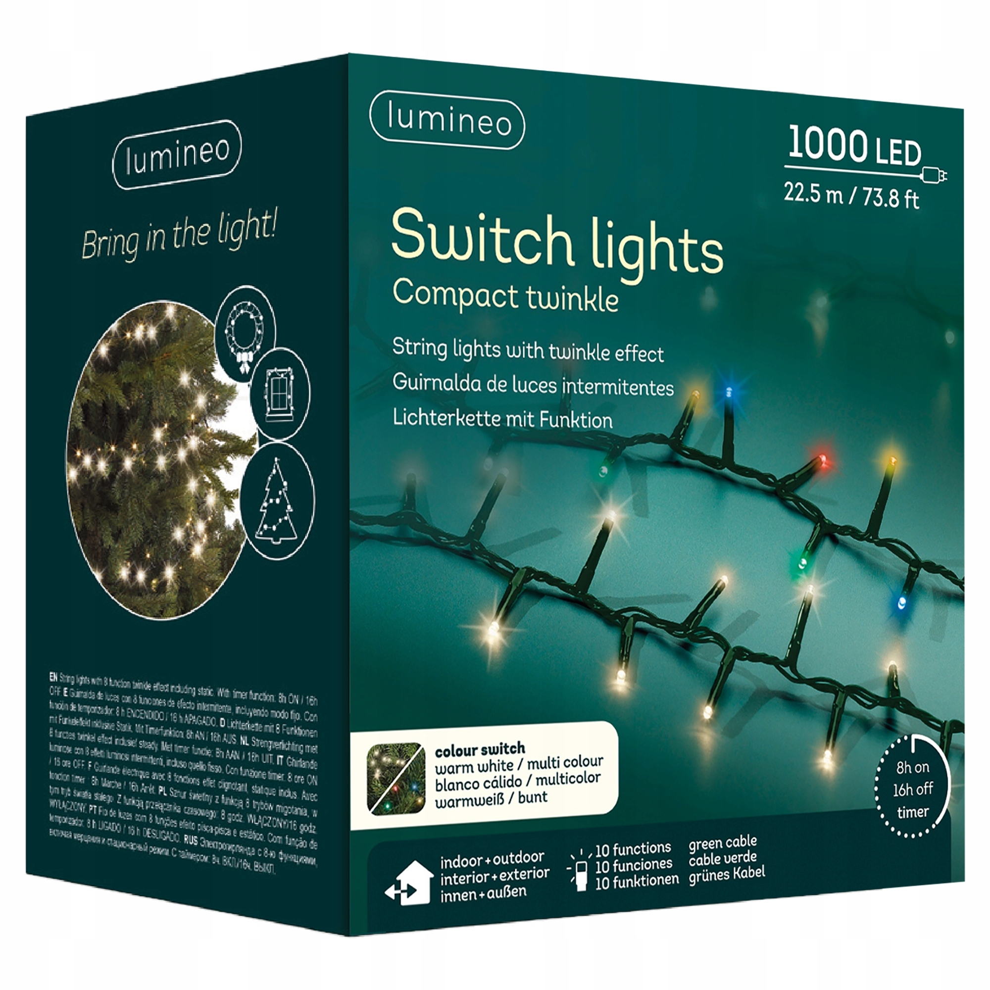 Vánoční Osvětlení Na Stromeček Světla Barevná Teplá bílá Led 1000 Diod 2,25 m