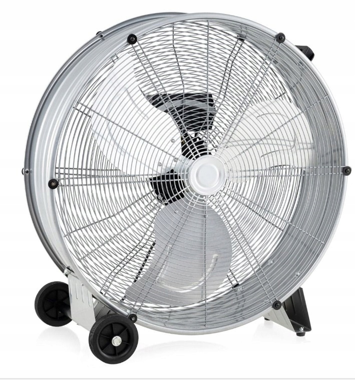 Priemyselný podlahový ventilátor z hliníkového bubna 3 prevodové stupne, ľahký, strieborný