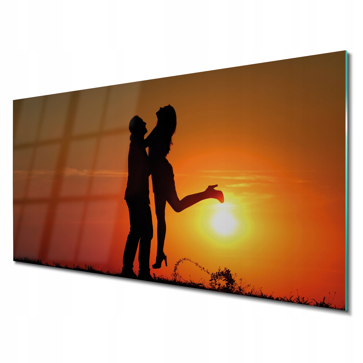 Skleněný nástěnný fotoobraz Západ slunce pár 140x70