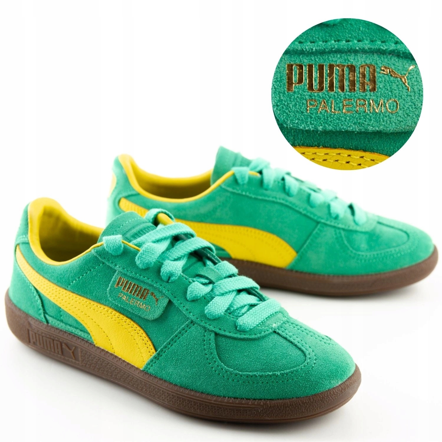 Boty Puma Palermo 396463 18 tenisky unisex zelené, semišová kůže vel.