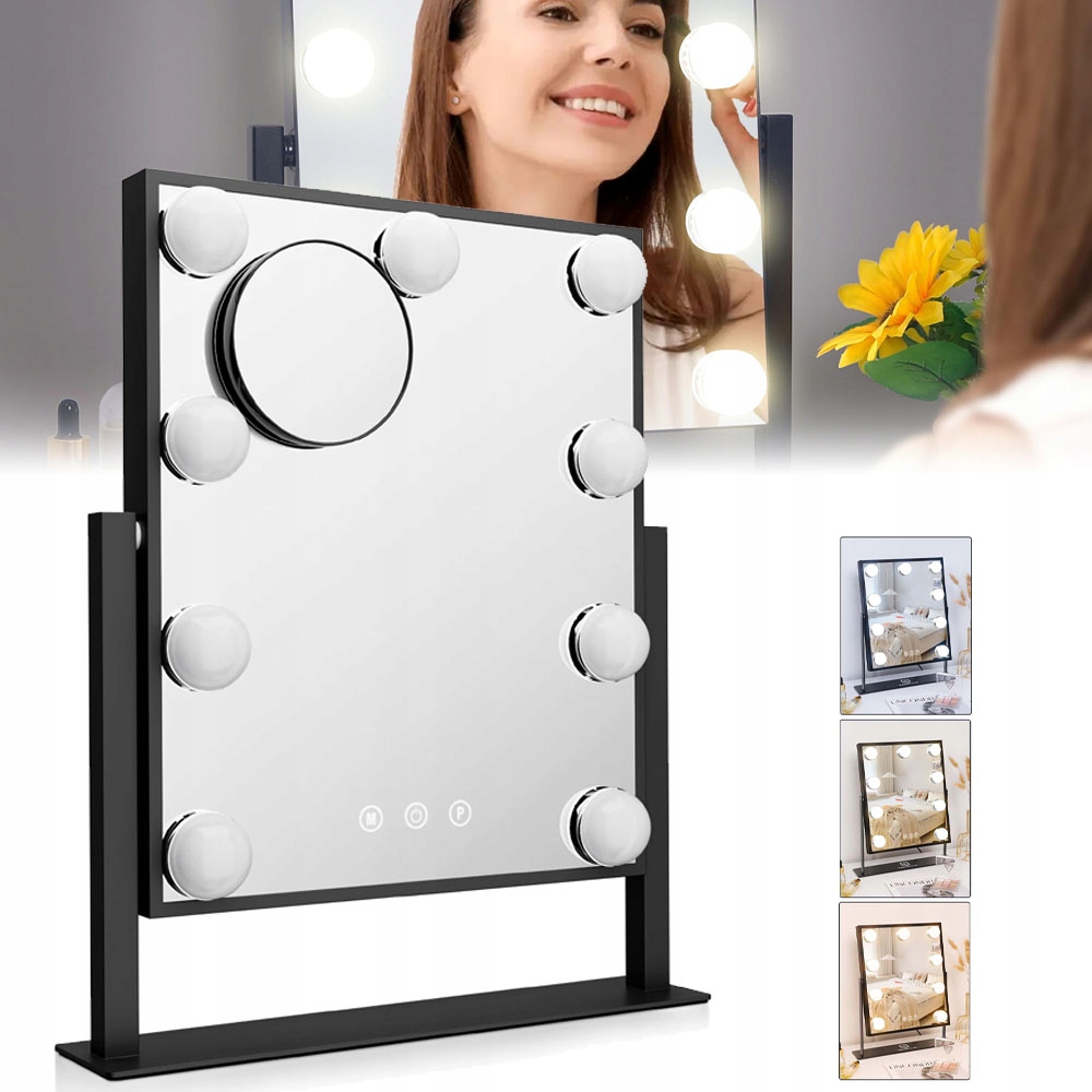 Kosmetické podsvícené zrcátko na make-up 9 Led Hollywood s 9 žárovkami