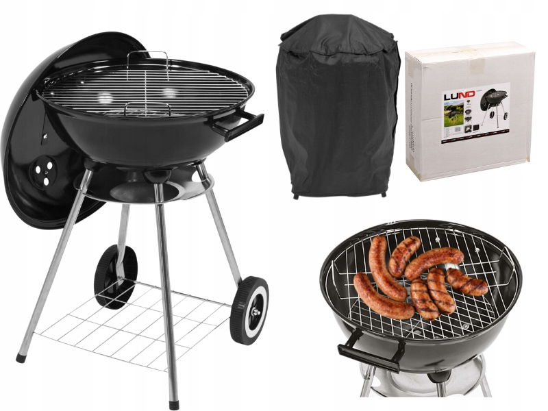 

Grill Gril Ogrodowy Okrągły 4 Nóżki Pokrowiec