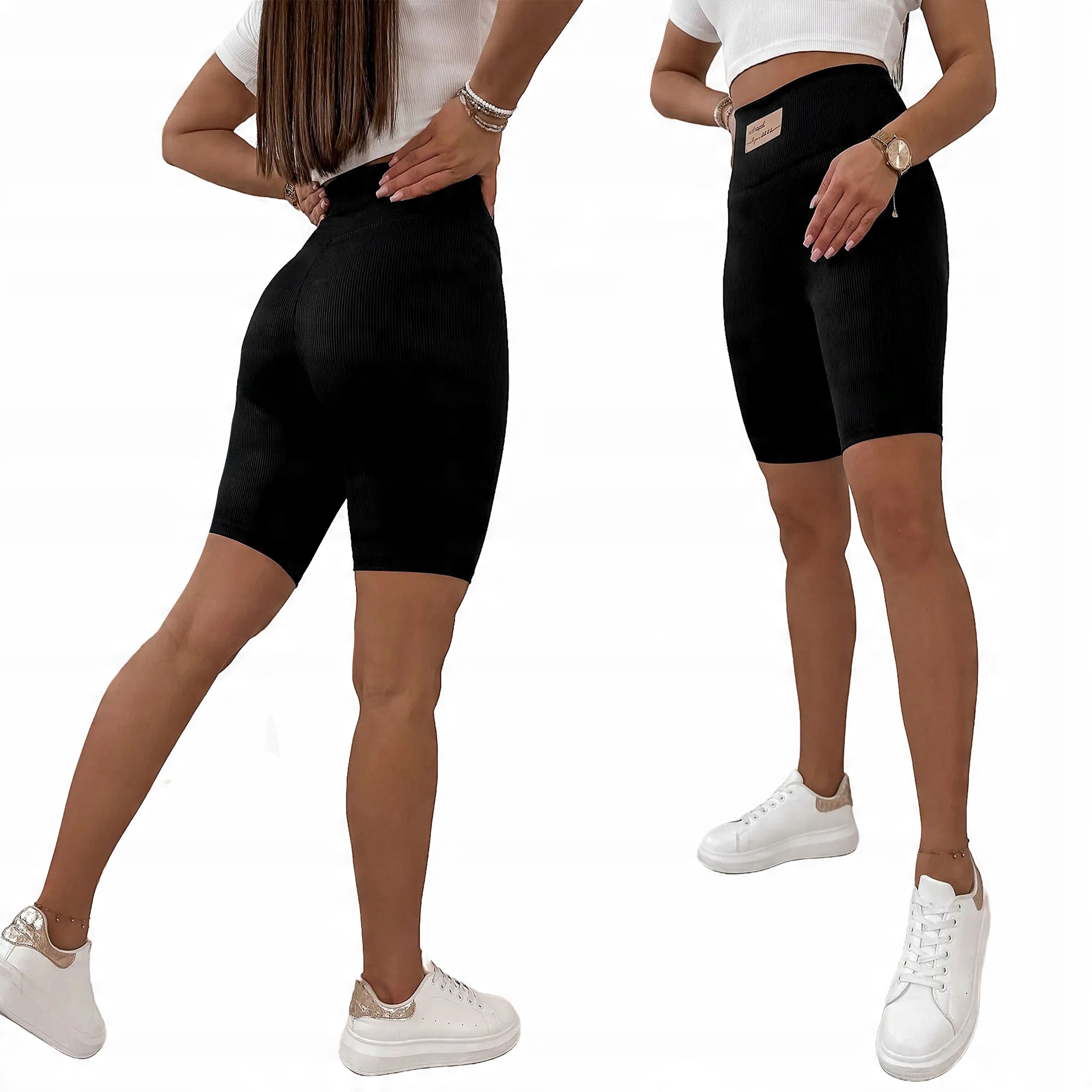 

Kolarki Damskie Prążkowane Czarne legginsy M/38