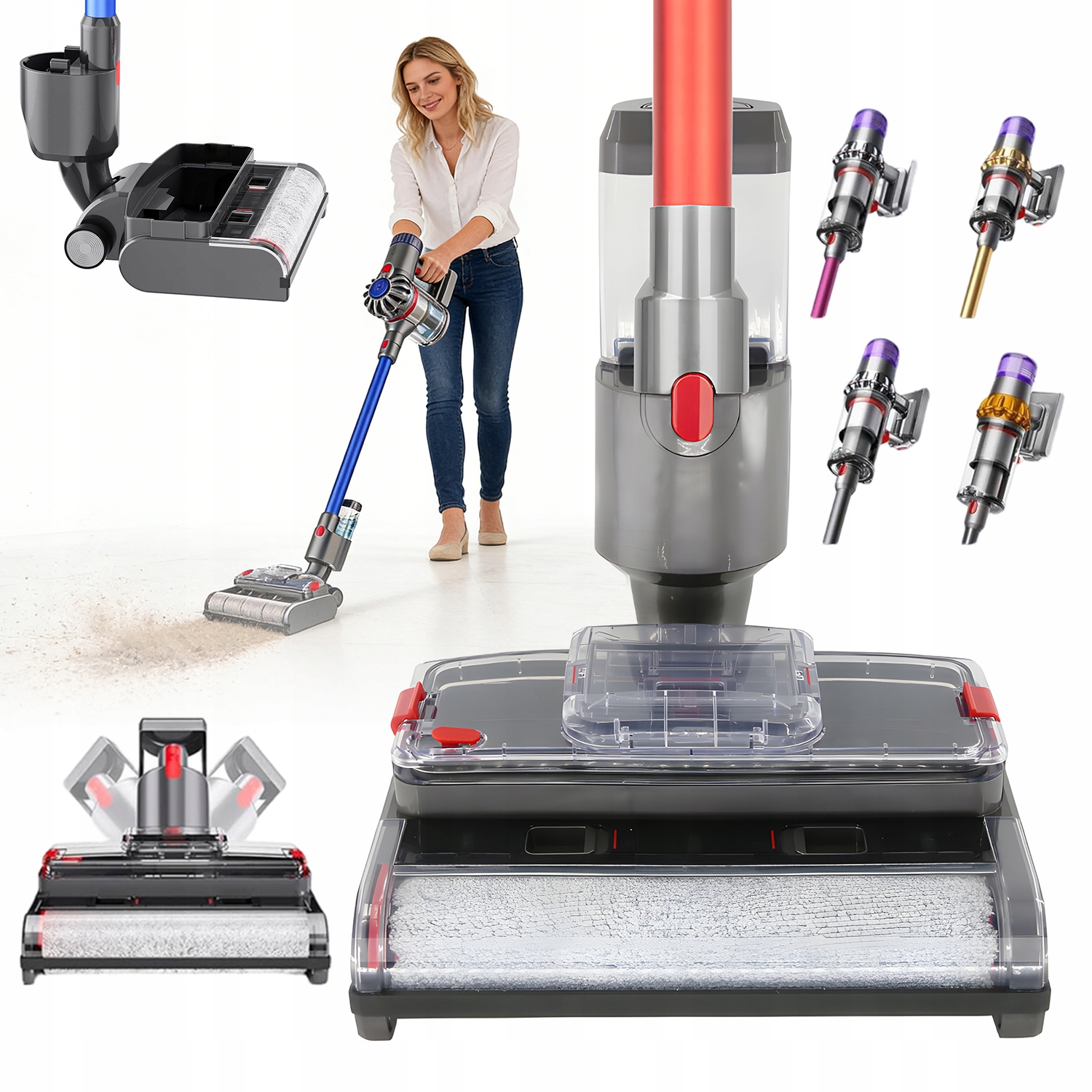 Mycí Příslušenství Pro Dyson V7 V8 V10 S Otočnou Hlavou 90°/180° A Vodou 450 ML