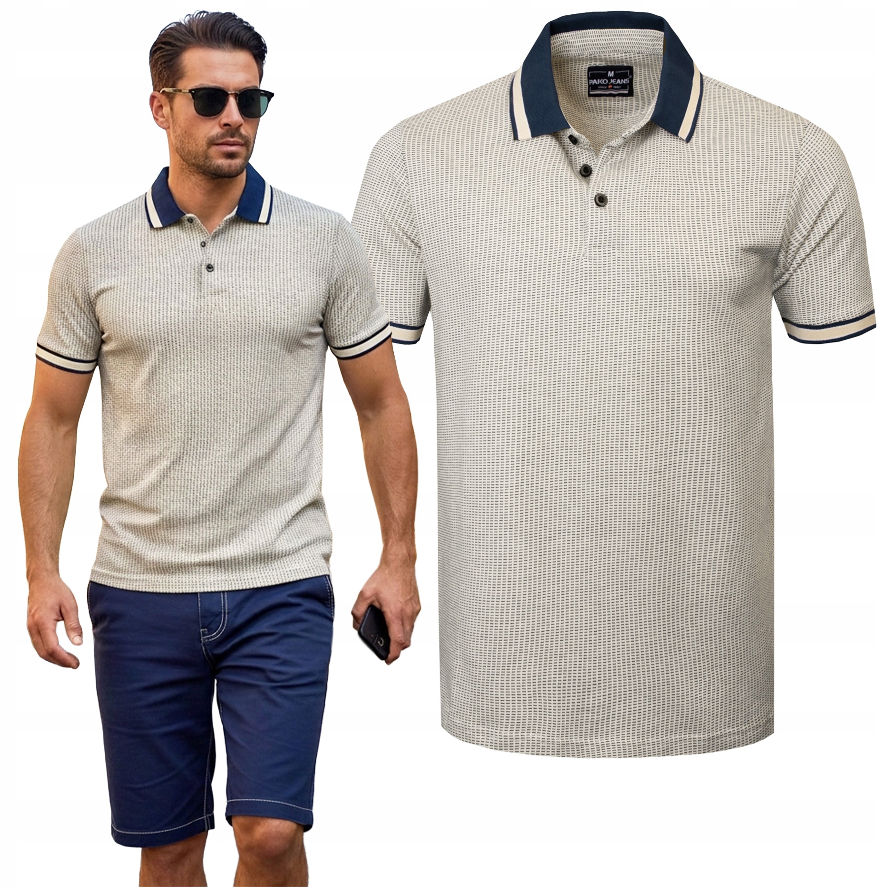 polokošile Pánské Krémové Bavlněné Daman Elegantní M Pako Jeans