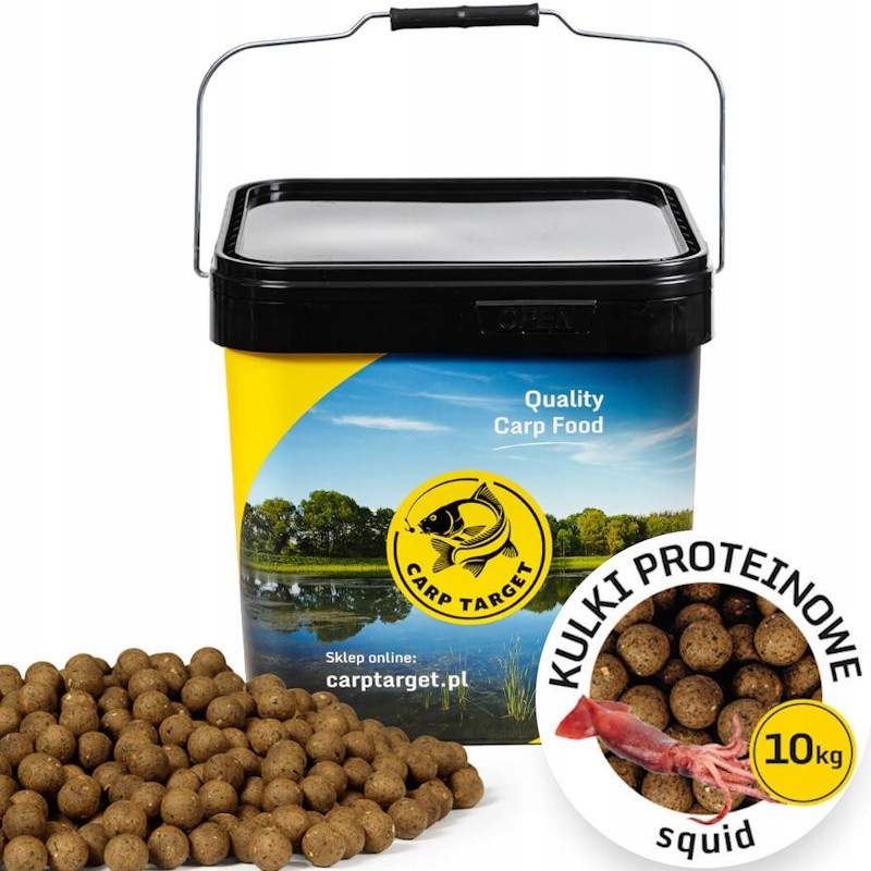 Kulki Proteinowe Zanętowe Carp Target Kałamarnica Squid 20mm 10kg Wiadro 17