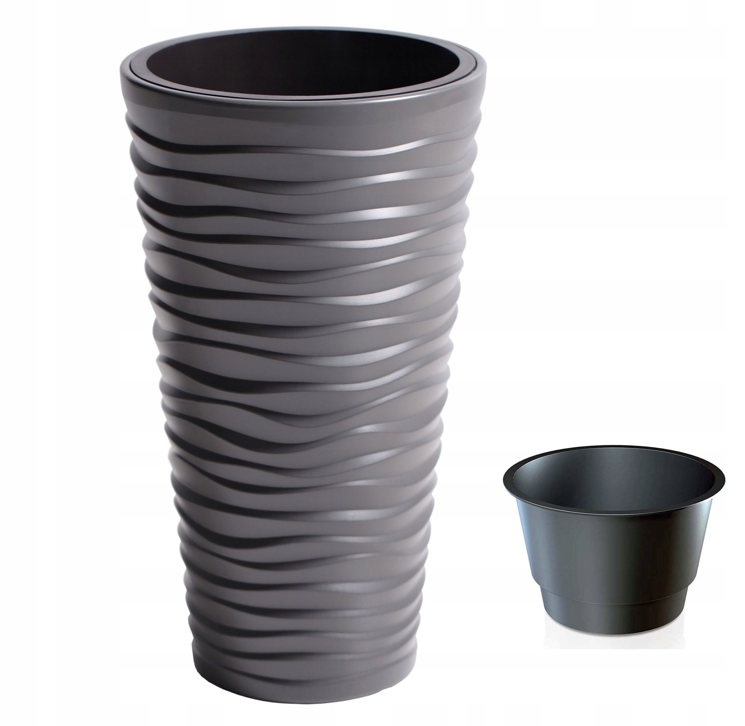 Kvetináč, črepník - DONICZKA SAND WYSOKA 52cm EFEKT 3D DPSA300 SZARA
