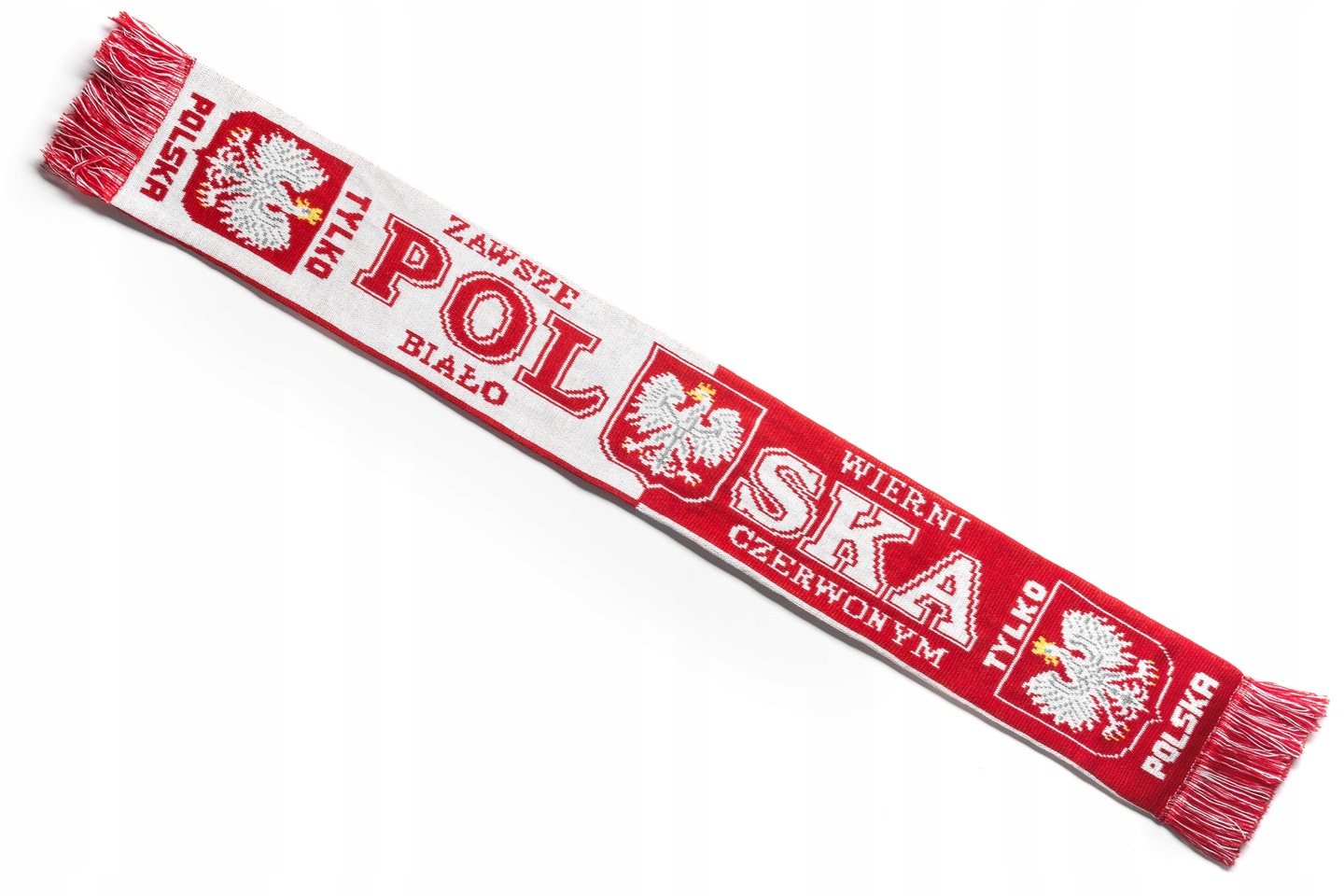 SZALIK DWUSTRONNY REPREZENTACJI POLSKI 150 cm x 17 cm DLA KIBICA SZAL WZÓR Długość (cm) 155 cm