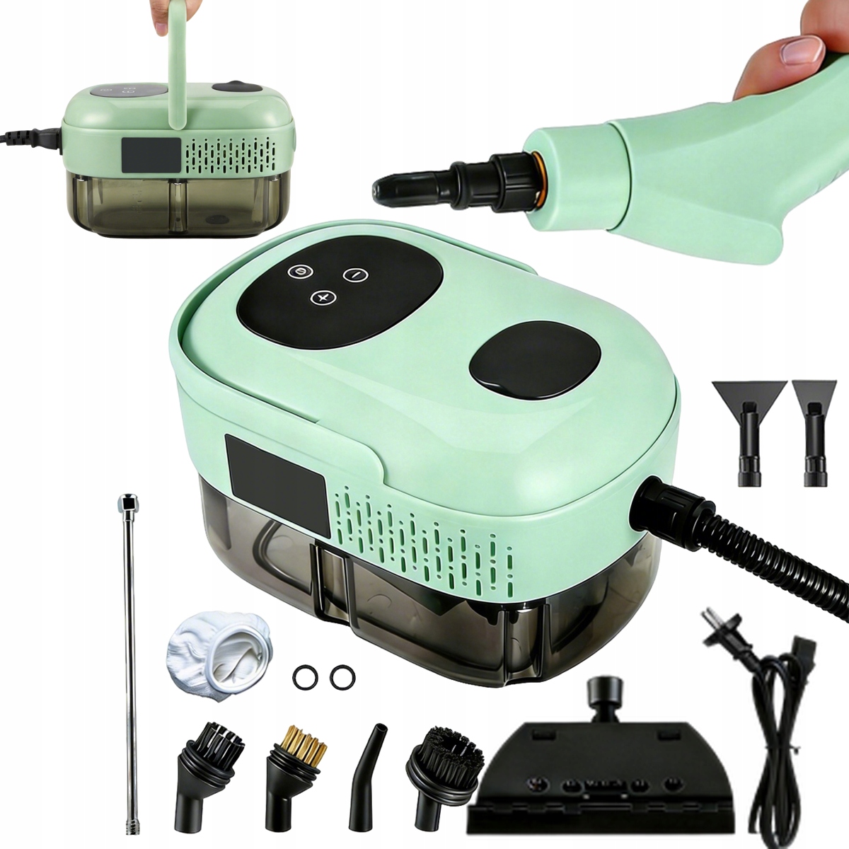 Myjka Parowa 3BAR Wysokie Ciśnienie 2500W Parownica 1100ML Do Okien Podłóg