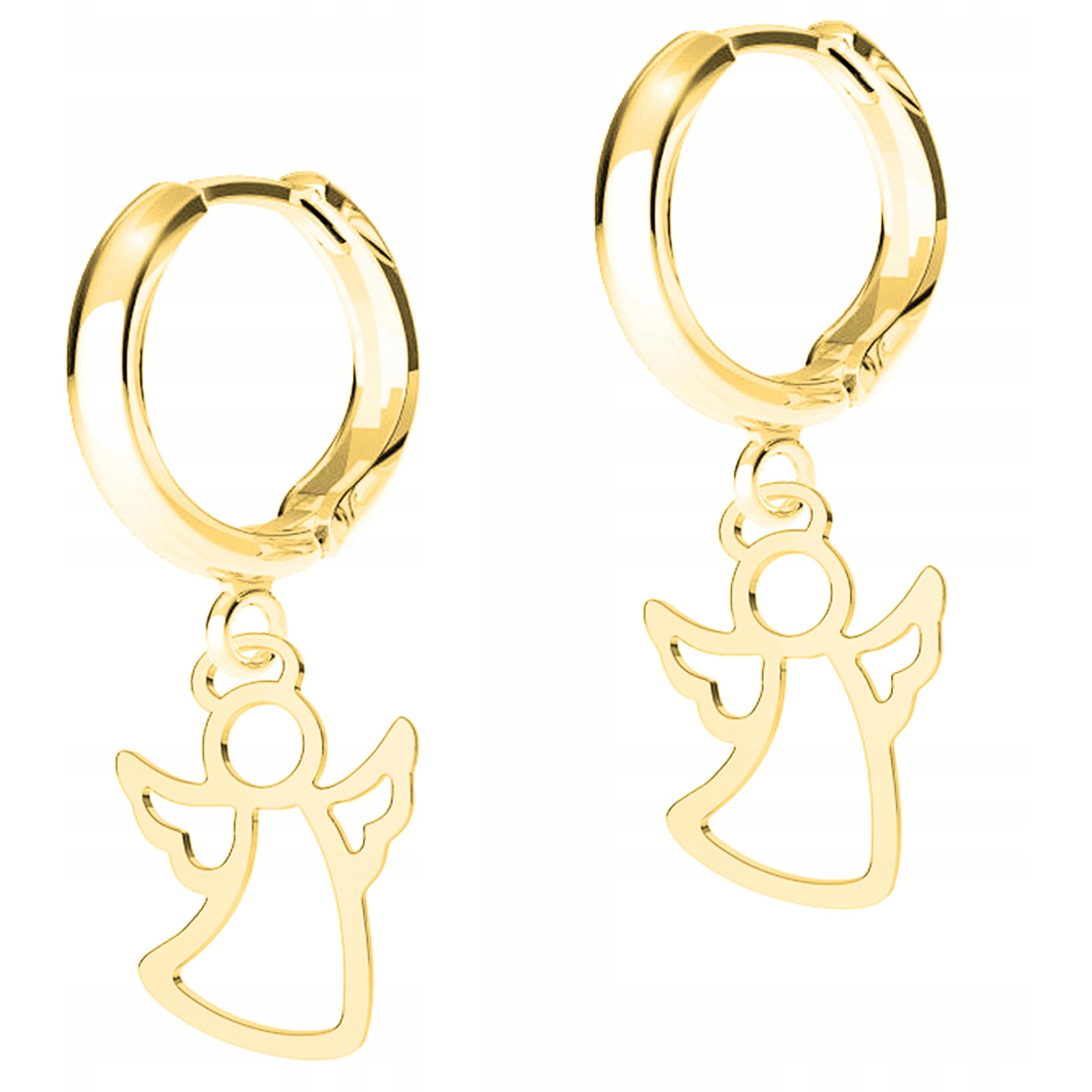 Zlaté Náušnice s Andělíčky Andělé Andělíčci Andílek Chlapeček Stříbro 925