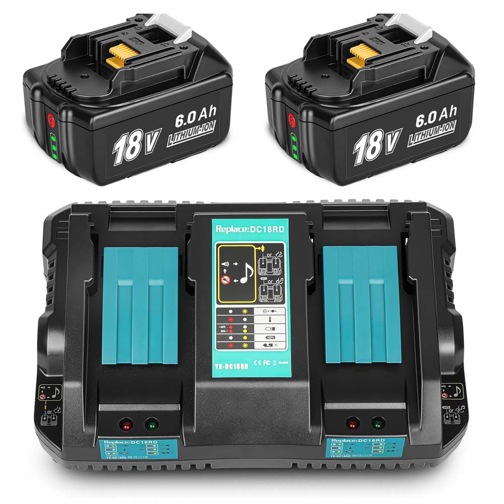 2ks Akumulátor 18V 6Ah pro Makita BL1860 BL1860B LXT-400 Nabíječka DC18RD