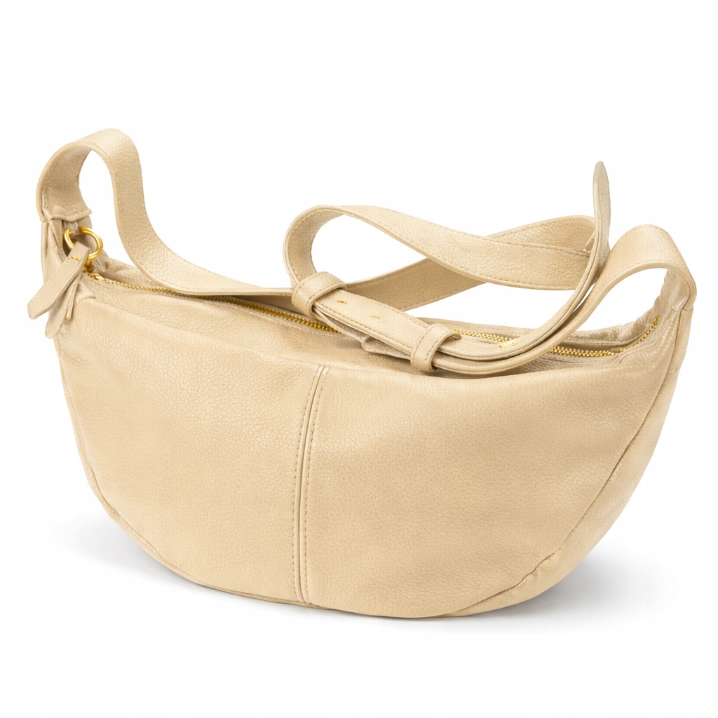 Laura Biaggi Dámská kožená kabelka s rohlíkem na rameno, béžová