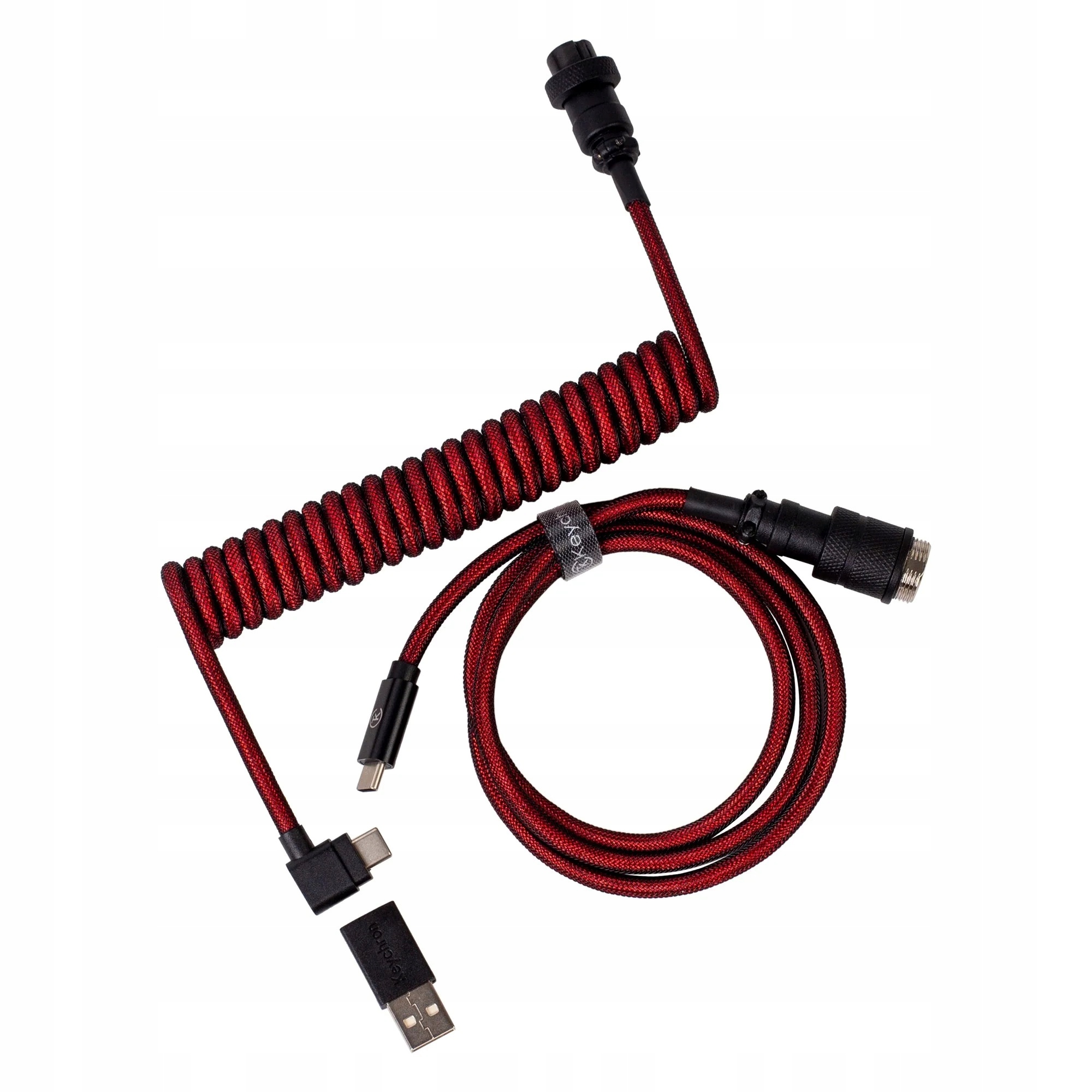 Keychron Kabel do Klawiatury - Czerwony Pod Kątem Premium Coiled Aviator
