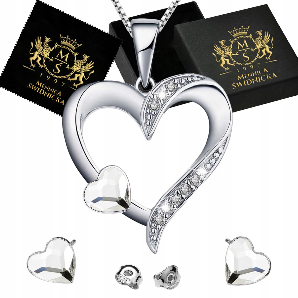 Sada stříbrných šperků Stříbro 925 Sada srdce jako Dárek pro manželku