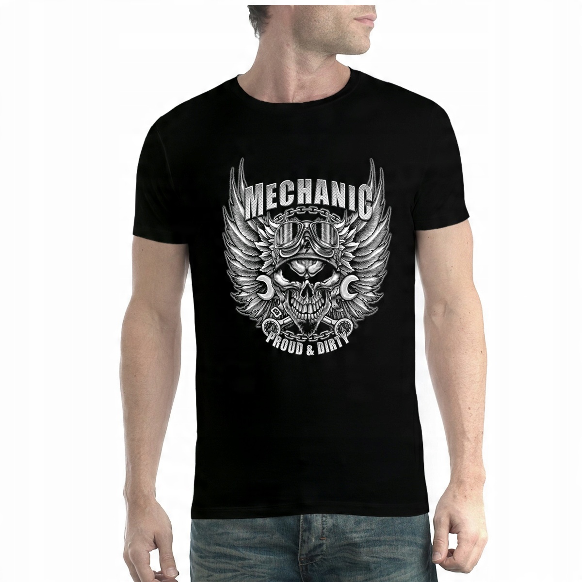 

Mechanik Czaszka Klucze T-shirt Męski Czerń XL