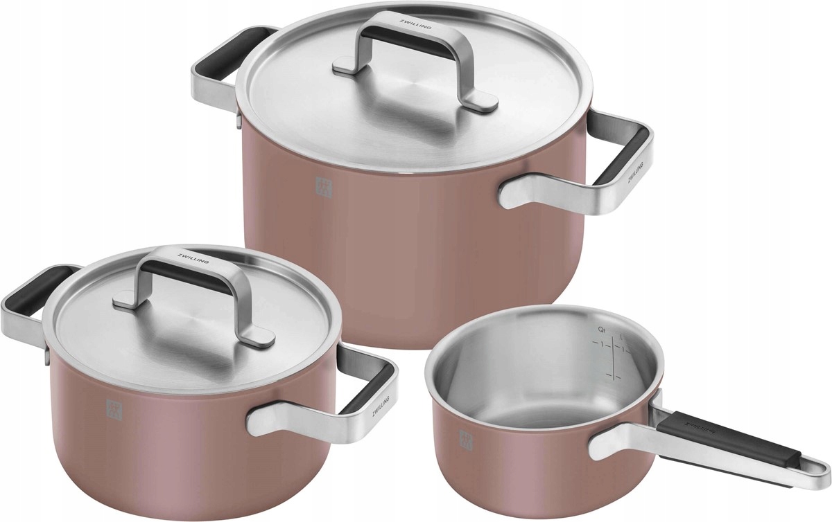 Zwilling Pure Zestaw 3 garnków Stay-Cool Silicone różowe