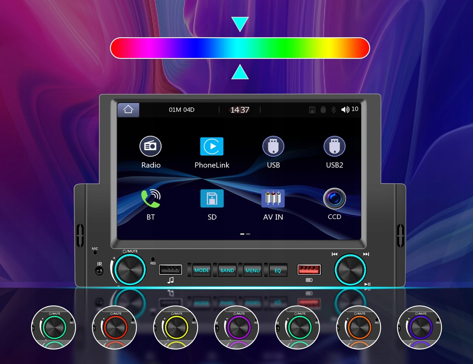 RADIO SAMOCHODOWE 1 DIN USB DOTYKOWE CARPLAY Moc wzmacniacza 45 W