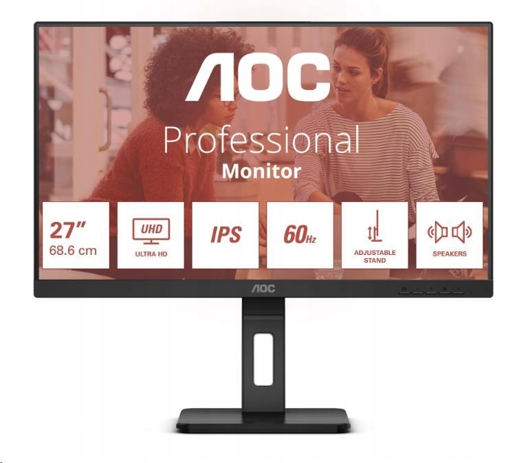 Aoc/ U27E3UF/ 27"/ Ips/ 4K Uhd/ 60Hz/ 4ms/ Black/ 3R U27E3UF