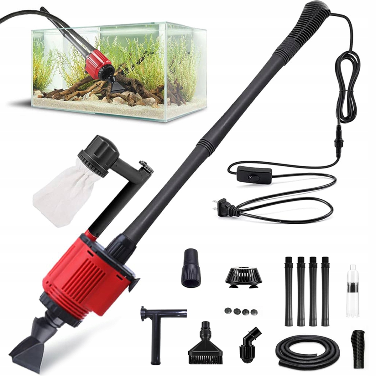 Levně Odmulčovač Vysavač Do Akvária S Pumpičkou Na Čištění Dna, Filtr Na Výměnu Vody