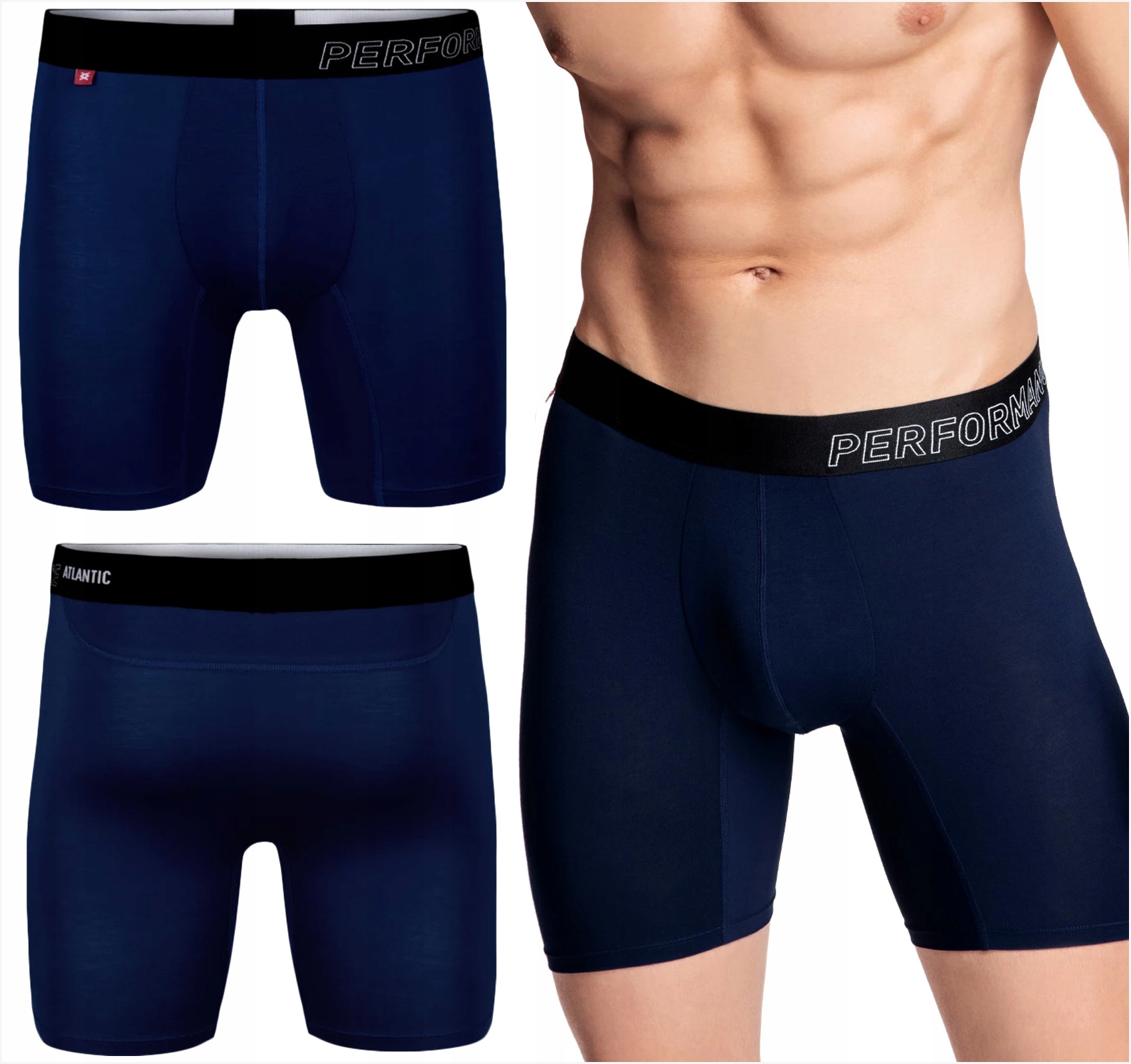 Boxerky Atlantic pánské Bambusové dlouhé, tmavě modré XL