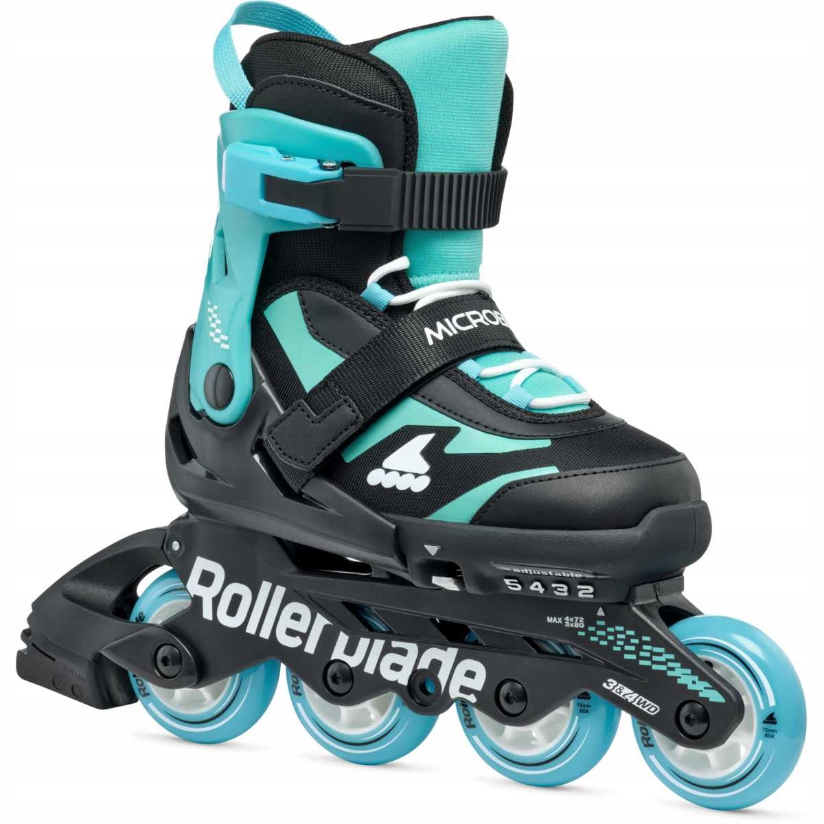 Dětské kolečkové Kolečkové Brusle Rollerblade Microblade, černé, světle modré, 28-32 let