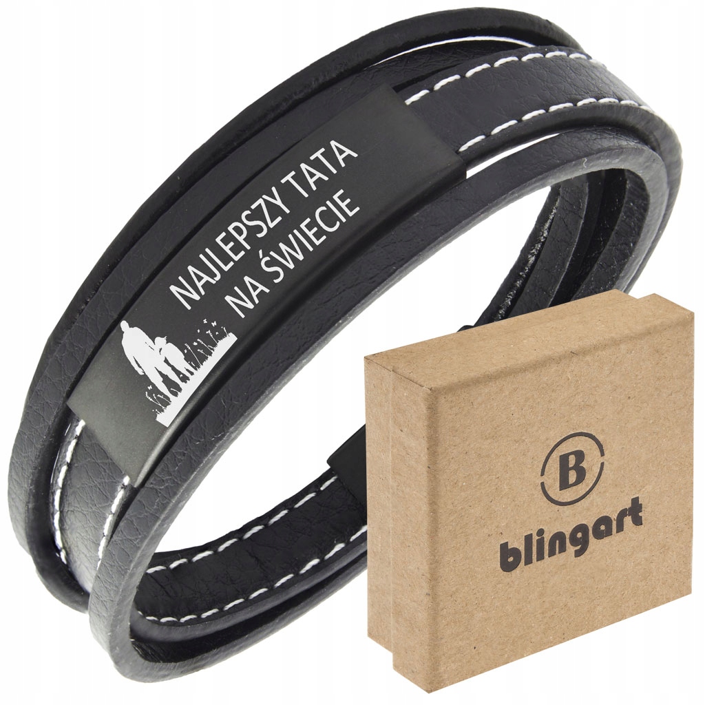 

Bransoletka z Grawerem skórzana dla Taty plecionka