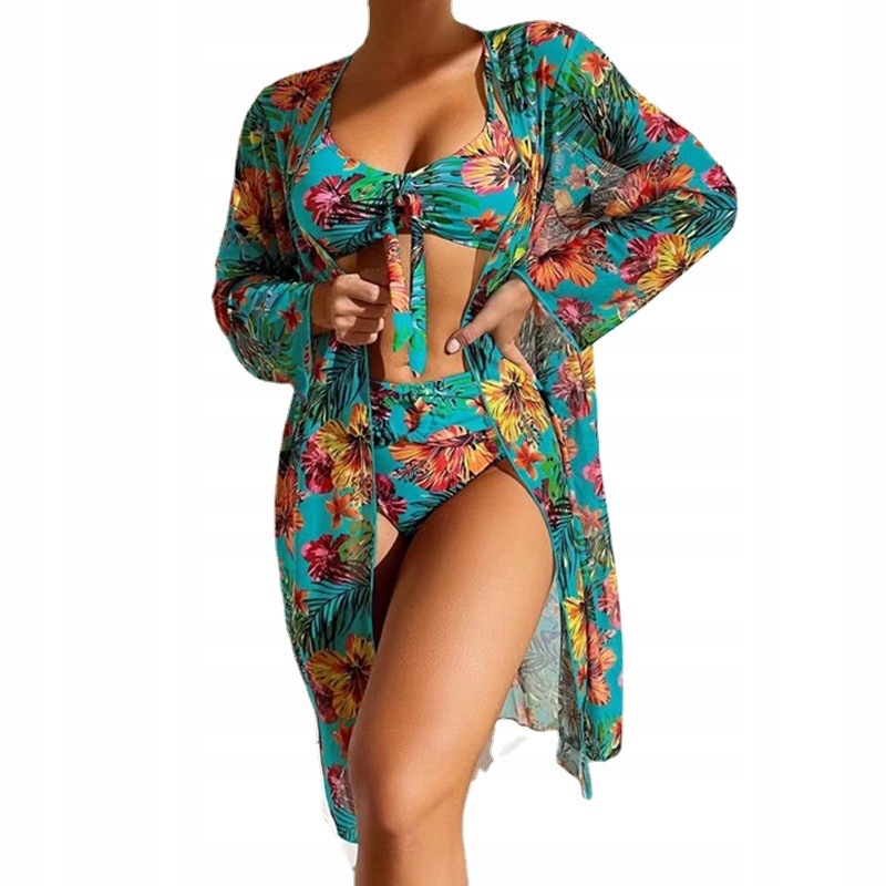 STRÓJ KĄPIELOWY BIKINI WYSOKI STAN PAREO BOHO