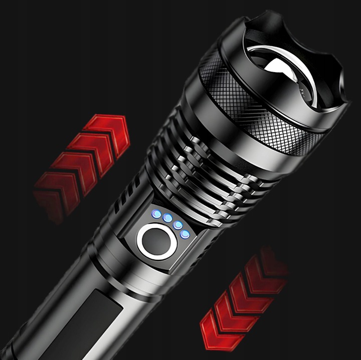 MOCNA LATARKA TAKTYCZNA LED WODOODPORNA ZOOM USB Model WOJSKOWA TURYSTYCZNA NA PREZENT PODRĘCZNA USB SWAT