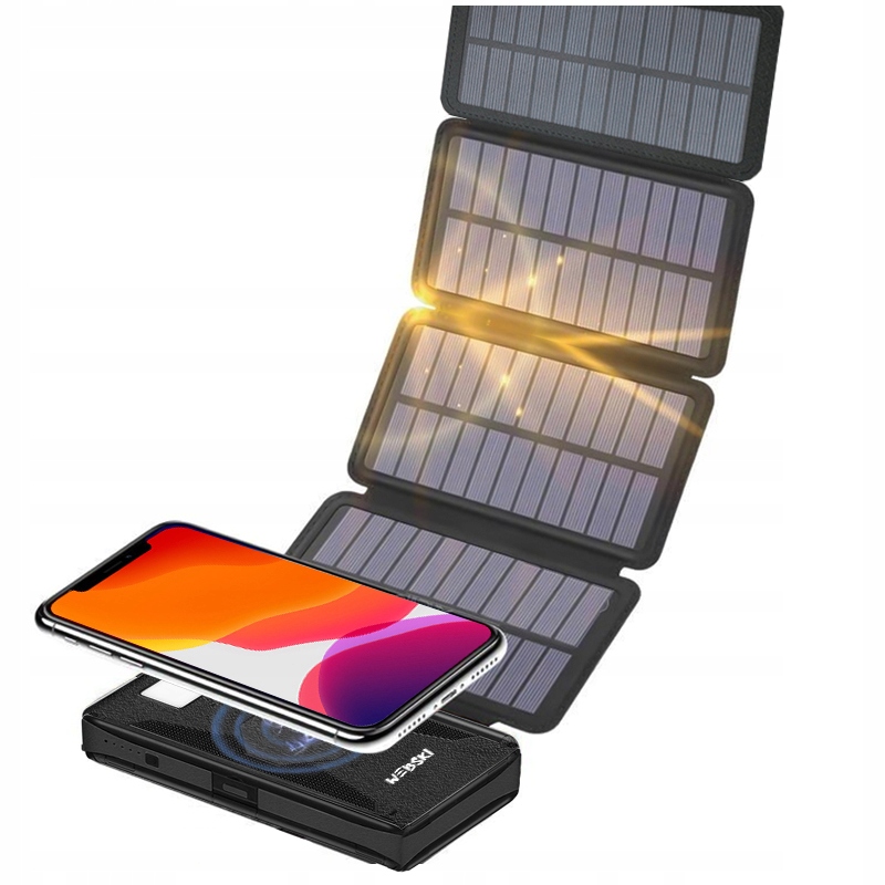 

Powerbank Solarny Indukcyjny 4 Panele 20000mAh Led