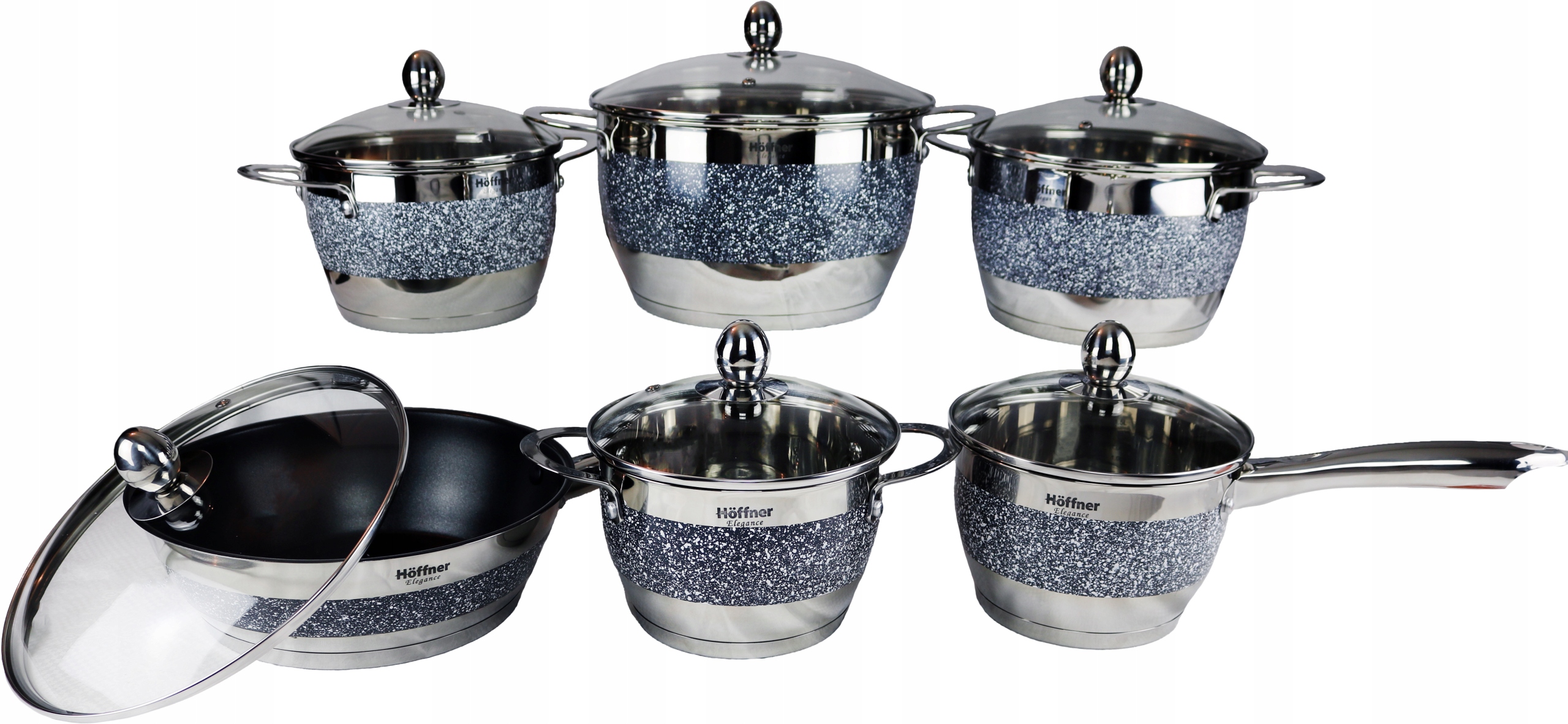 Zestaw Garnków Stalowych Marmurek HOFFNER ELEGANCE