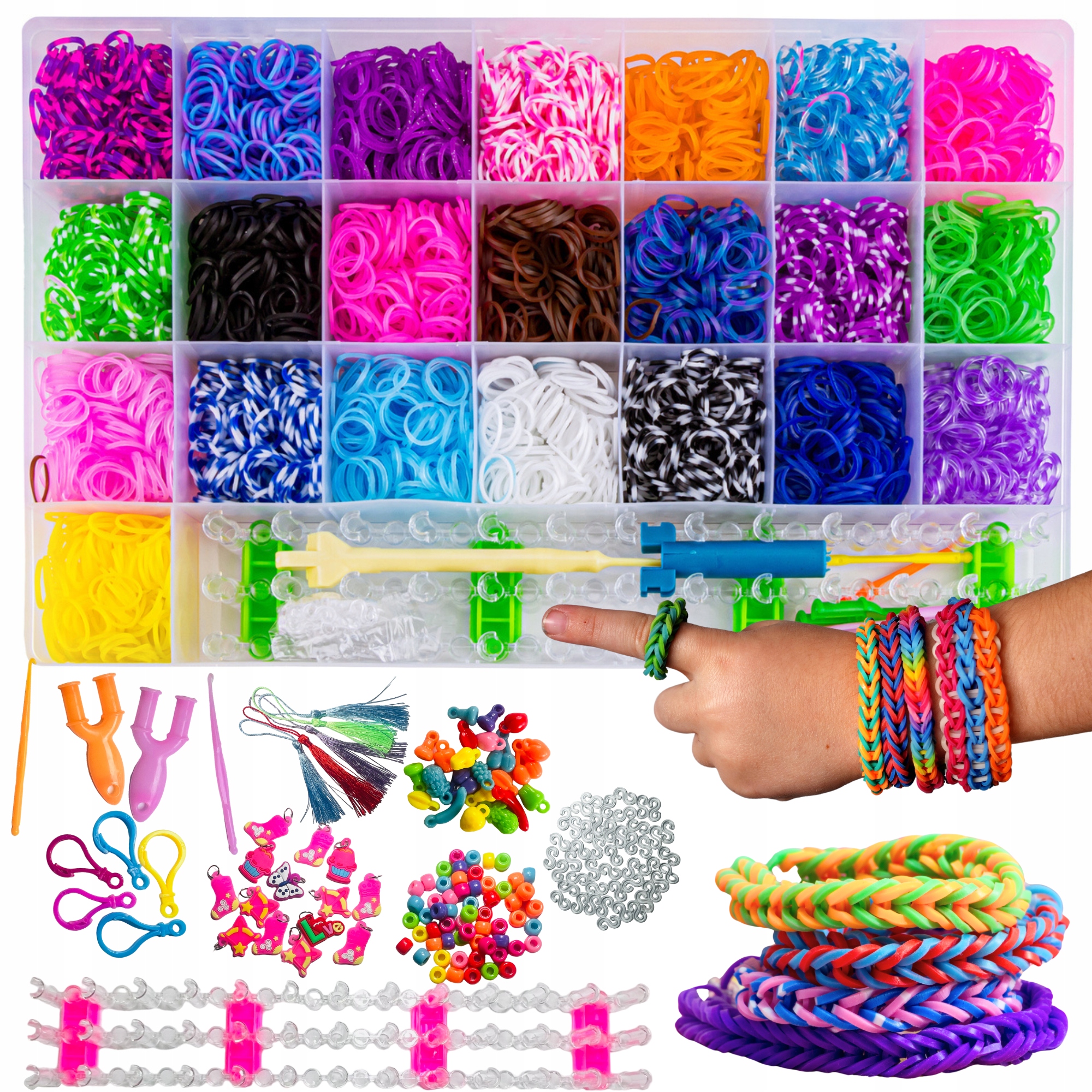 Gumki do robienia bransoletek z gumek 4559 elementów + MINI KURS VIDEO!