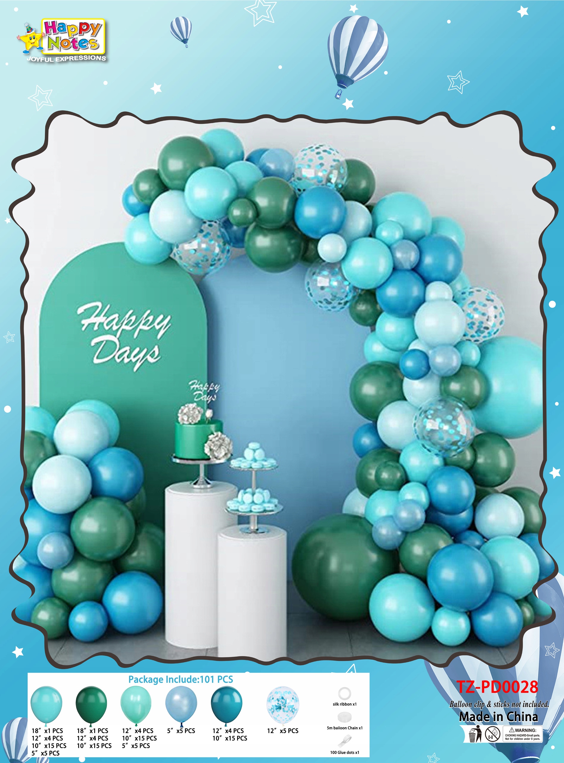 

Girlanda Balony Urodzinowe Niebieskie Zielone MIX