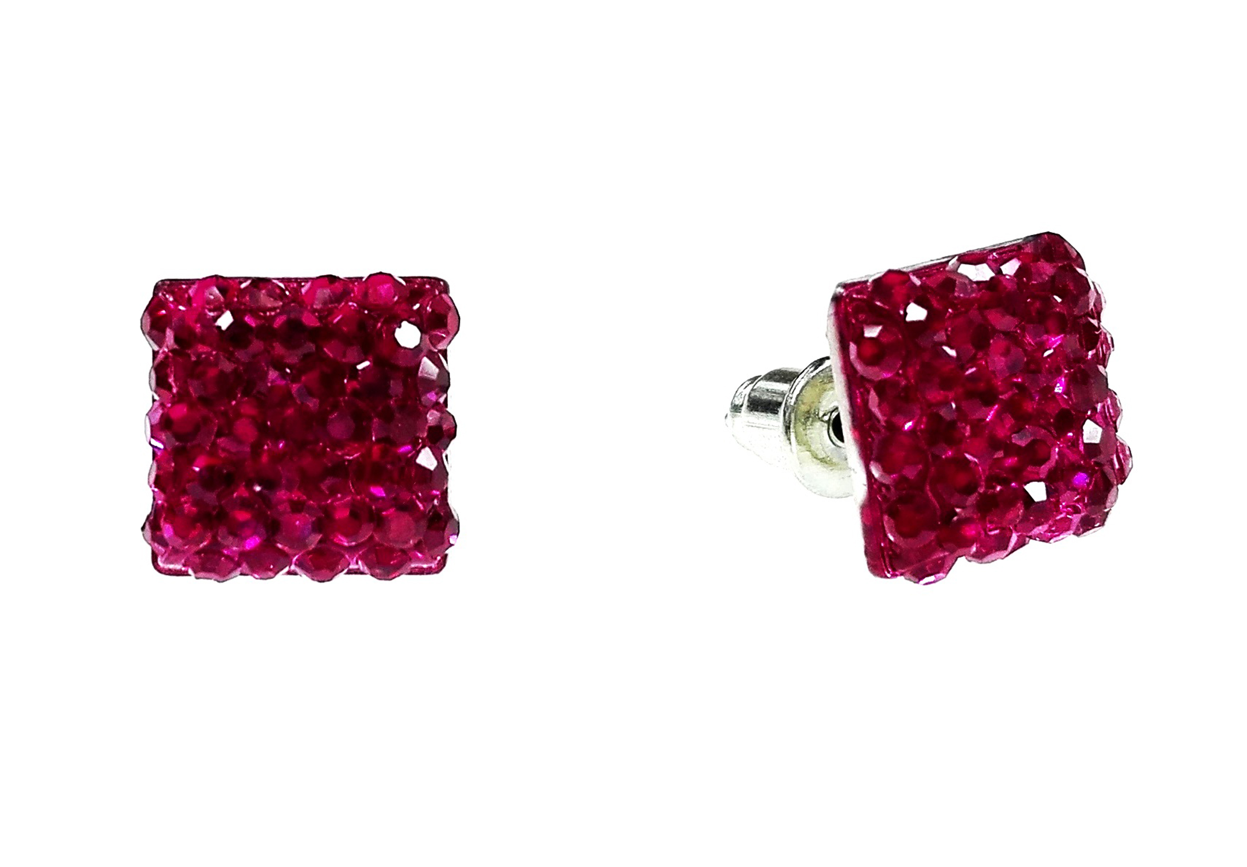 

Kolczyki kwadraty kryształkowe fuksja kwadrat