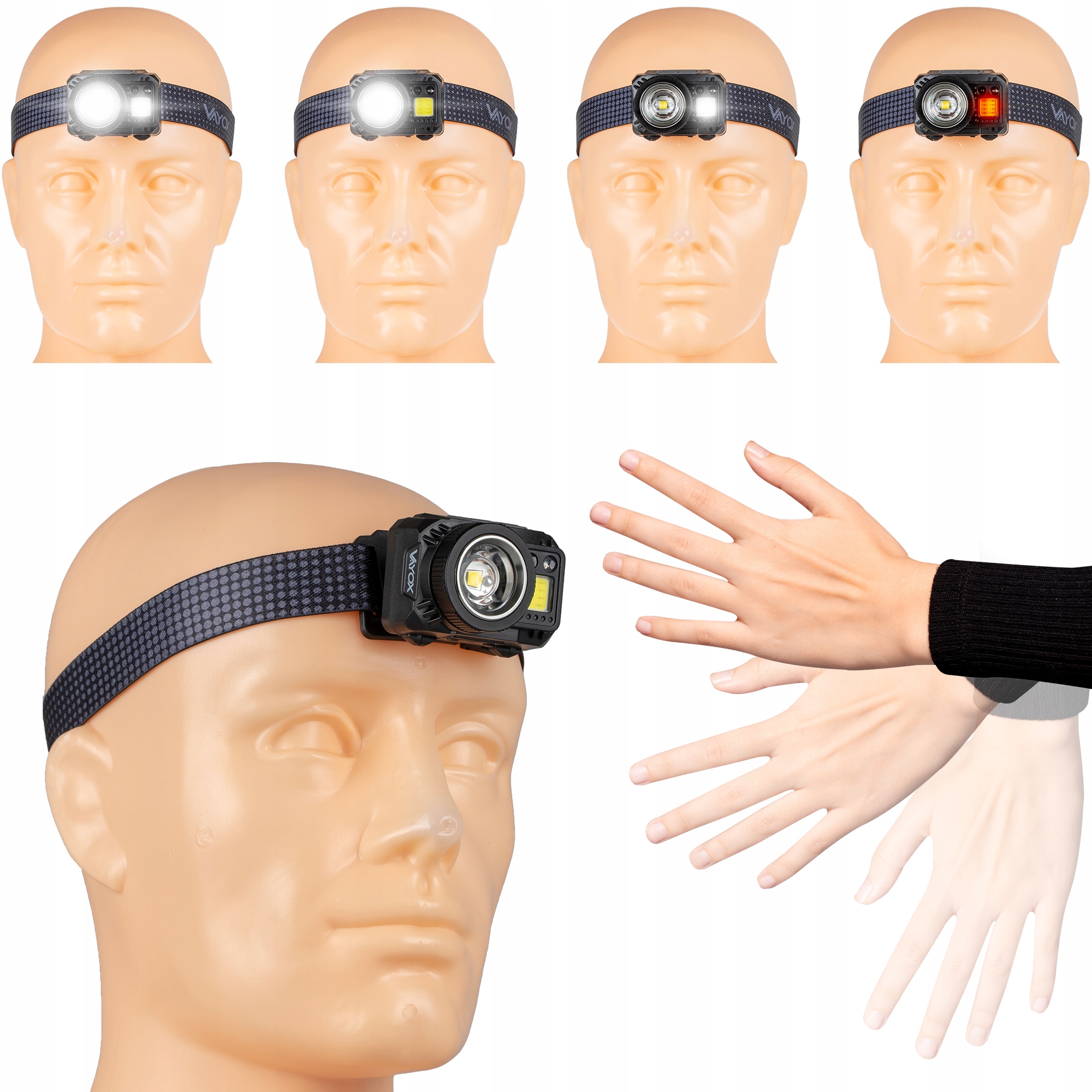 LATARKA CZOŁOWA LED CZOŁÓWKA AKUMULATOROWA MOCNA ZOOM USB C 500lm PRO VAYOX Model VA0098