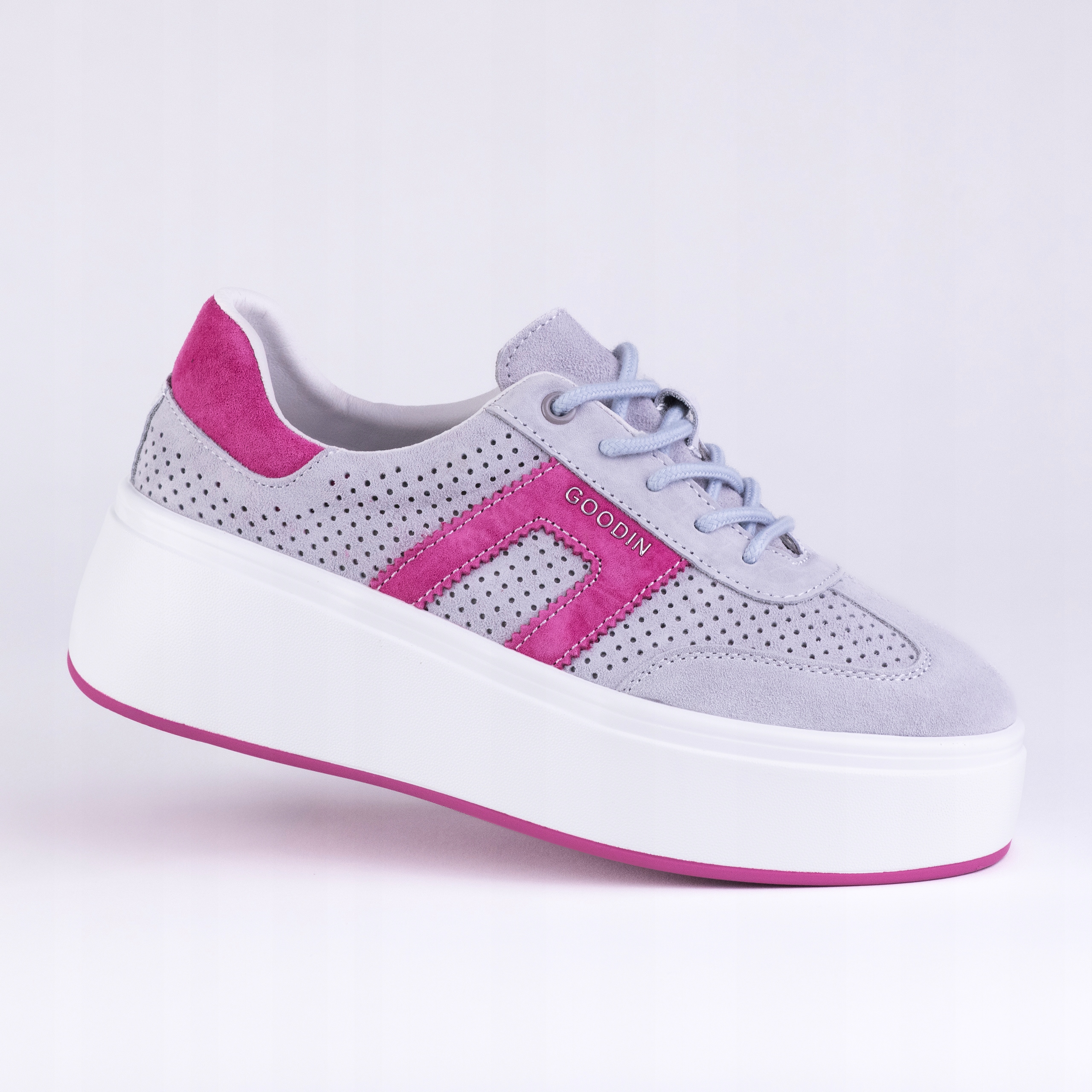 Dámské sportovní tenisky Goodin GD-XF-218 kůže semišová platforma popel 38