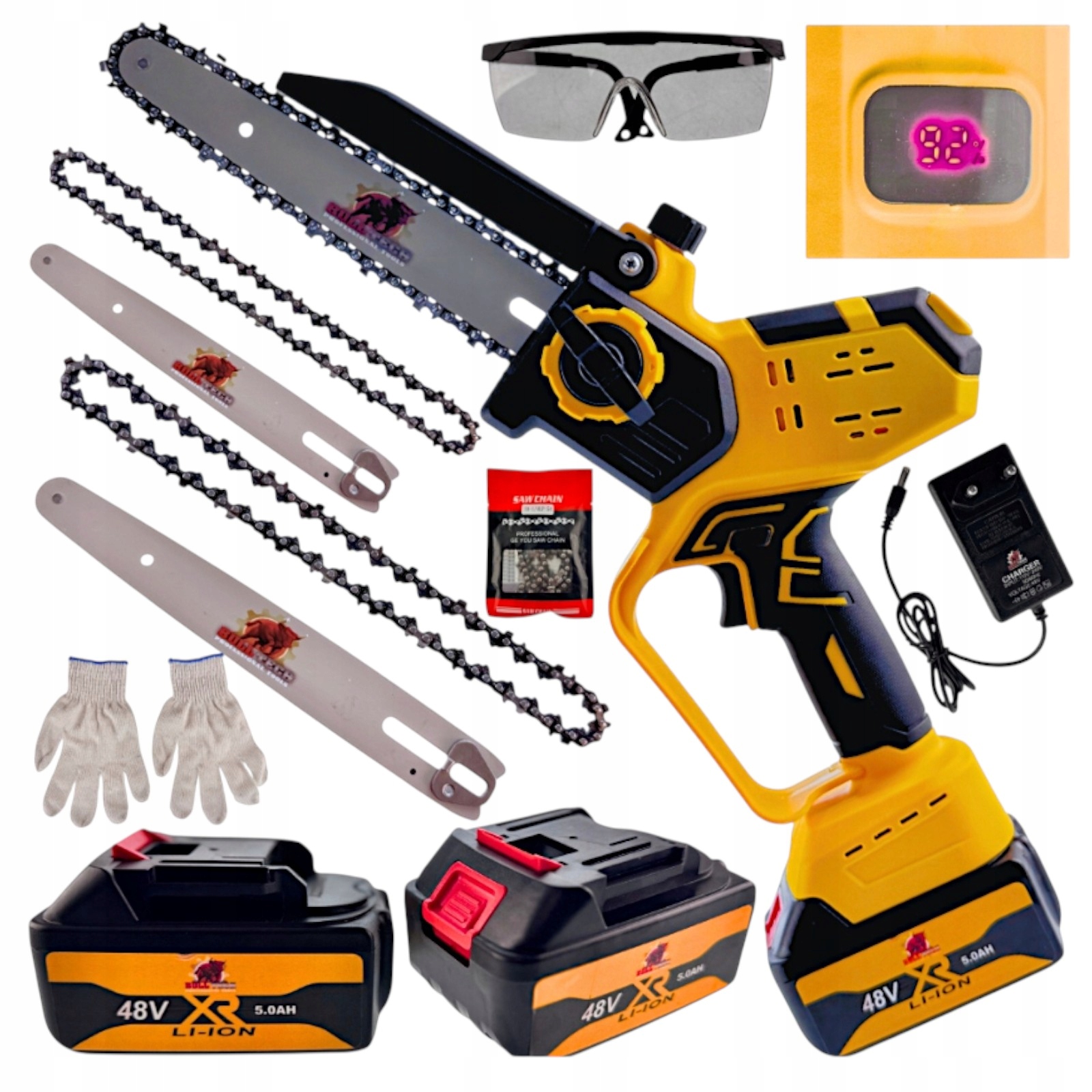 Piła łańcuchowa 8″ 10″ XXL automatyczne smarowanie 2x akumulator