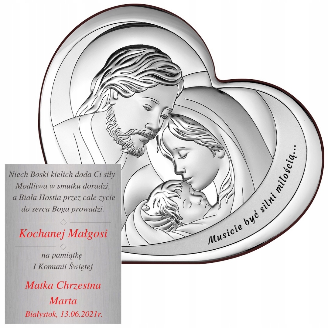 Obrázek Stříbrný A Svaté Přijímání Svátky Srdce-15,5x14cm