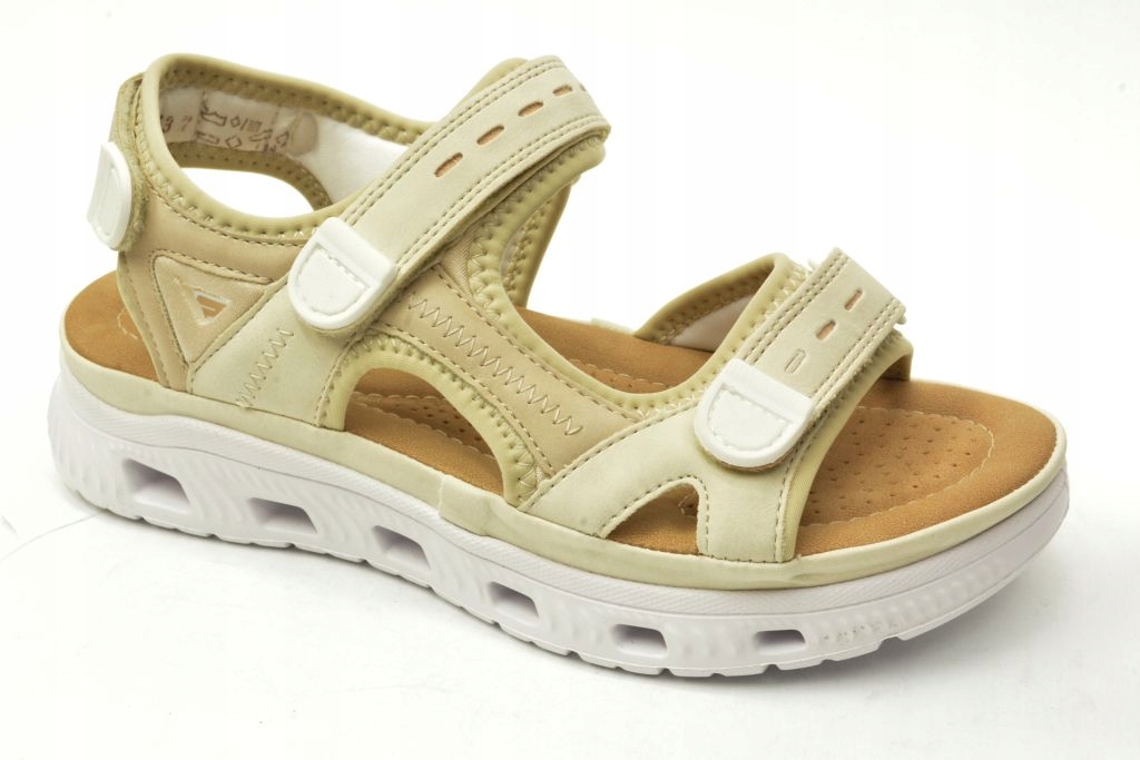 Rieker 64074 Dámské sportovní Sandály na suchý zip, béžové, velikost 38