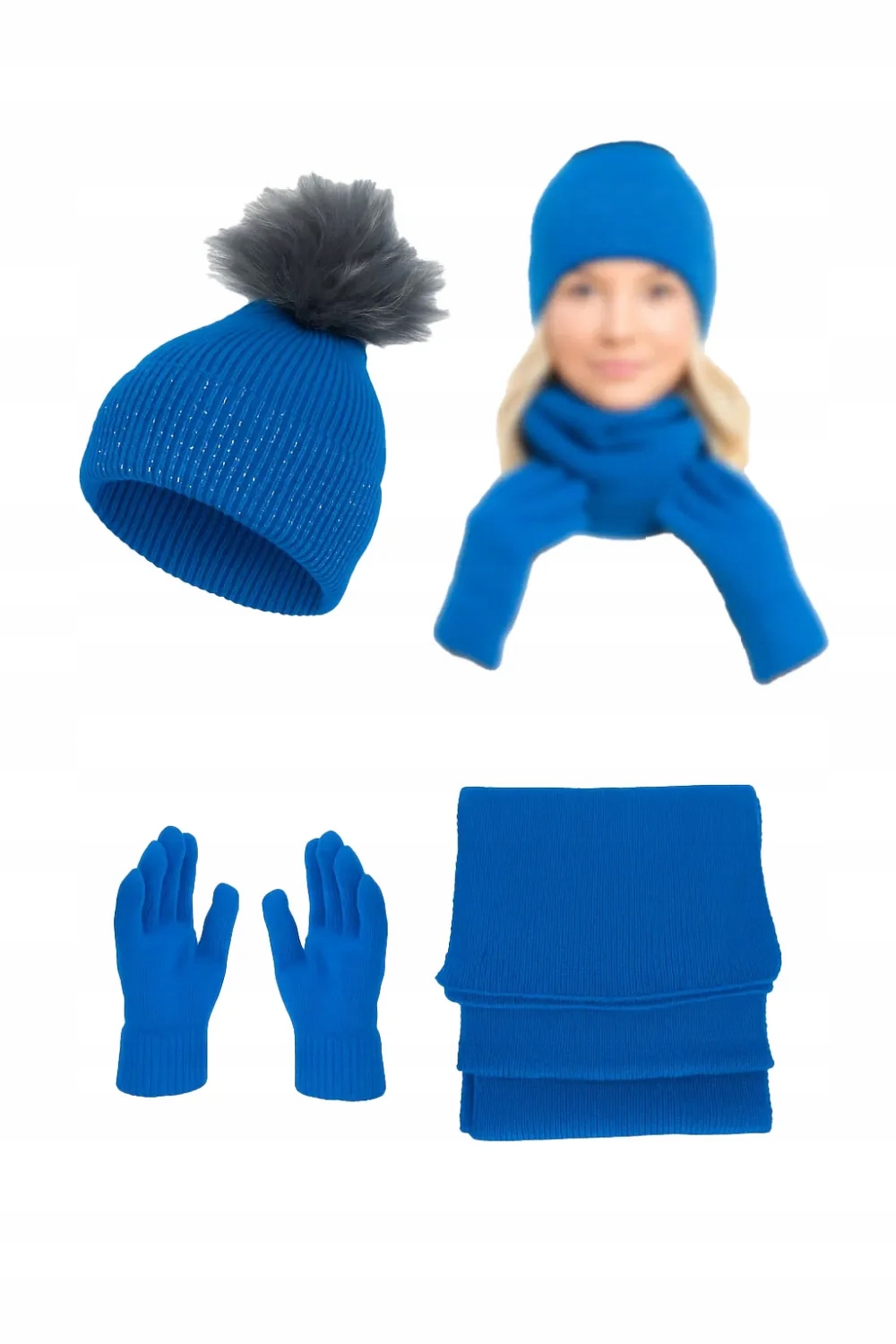 Zimní sada W454B Polar Fashion Čepice , modrá