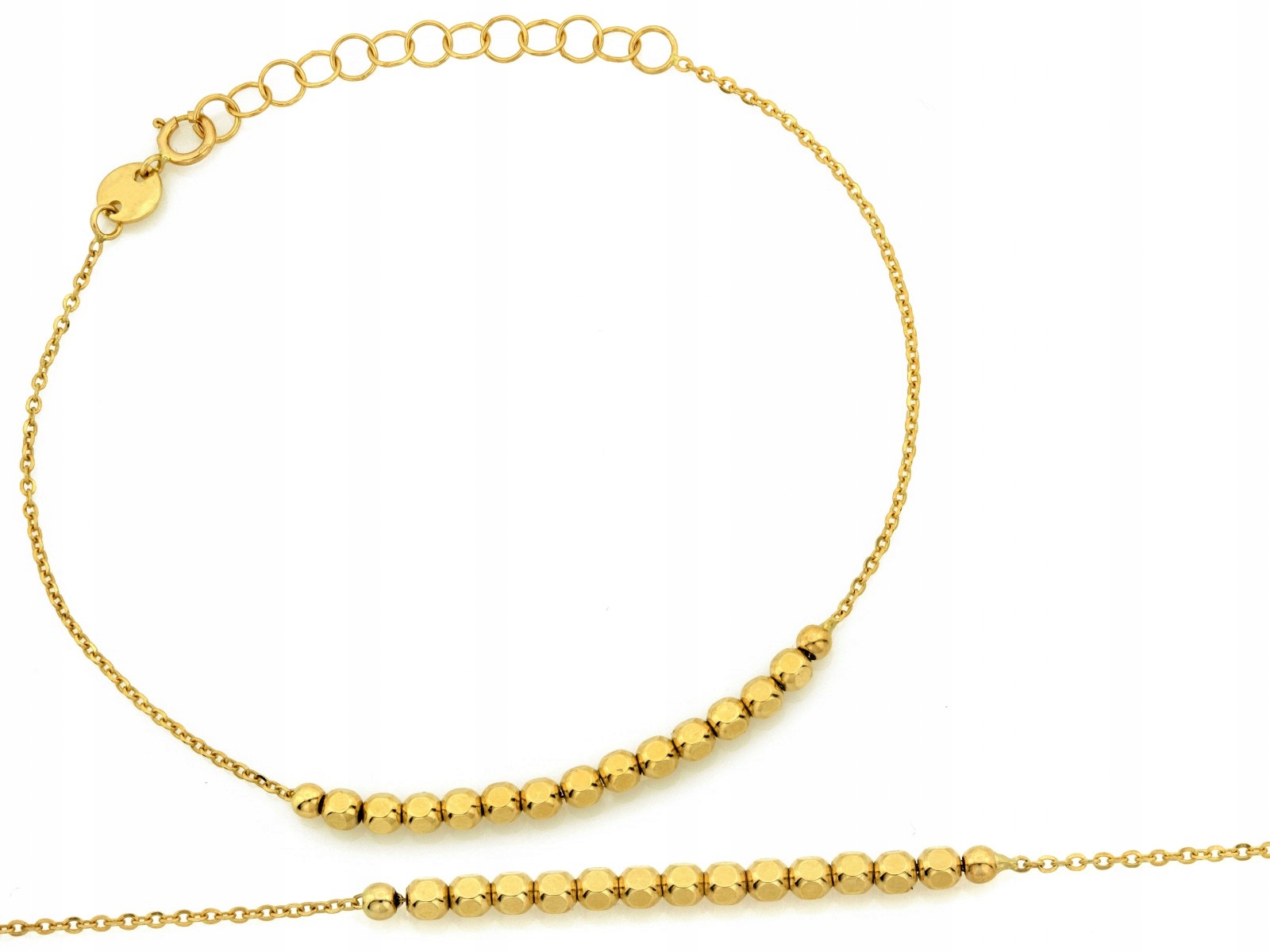 Zlatý náramek 585 jemný s kuličkami 19 Cm bez kamenů 1.74 g jako dárek