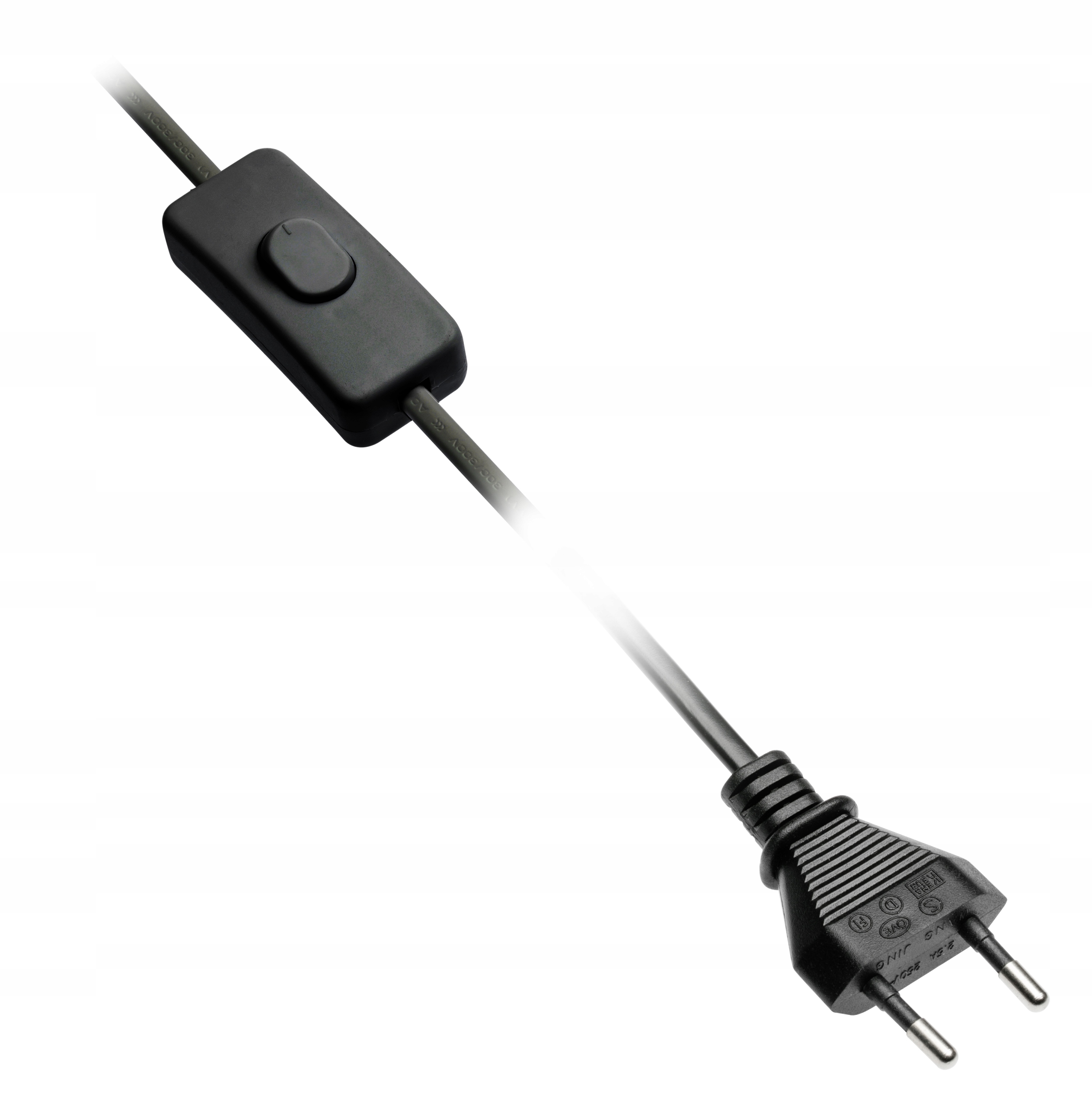 

Kabel zasilający z wtyczka i włącznikiem 2m czarny
