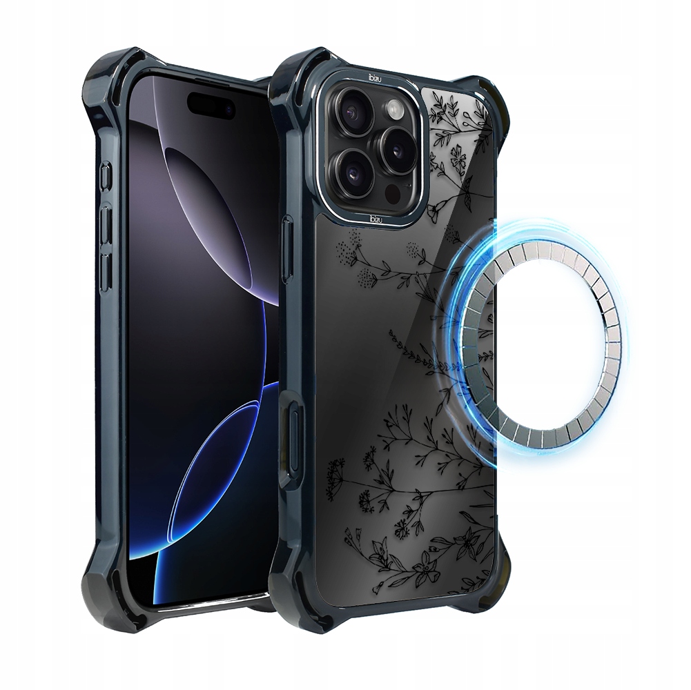 Pouzdro pro iPhone 16 Pro Ibizu DropGuard Ultra s MagSafe, dotyk květin