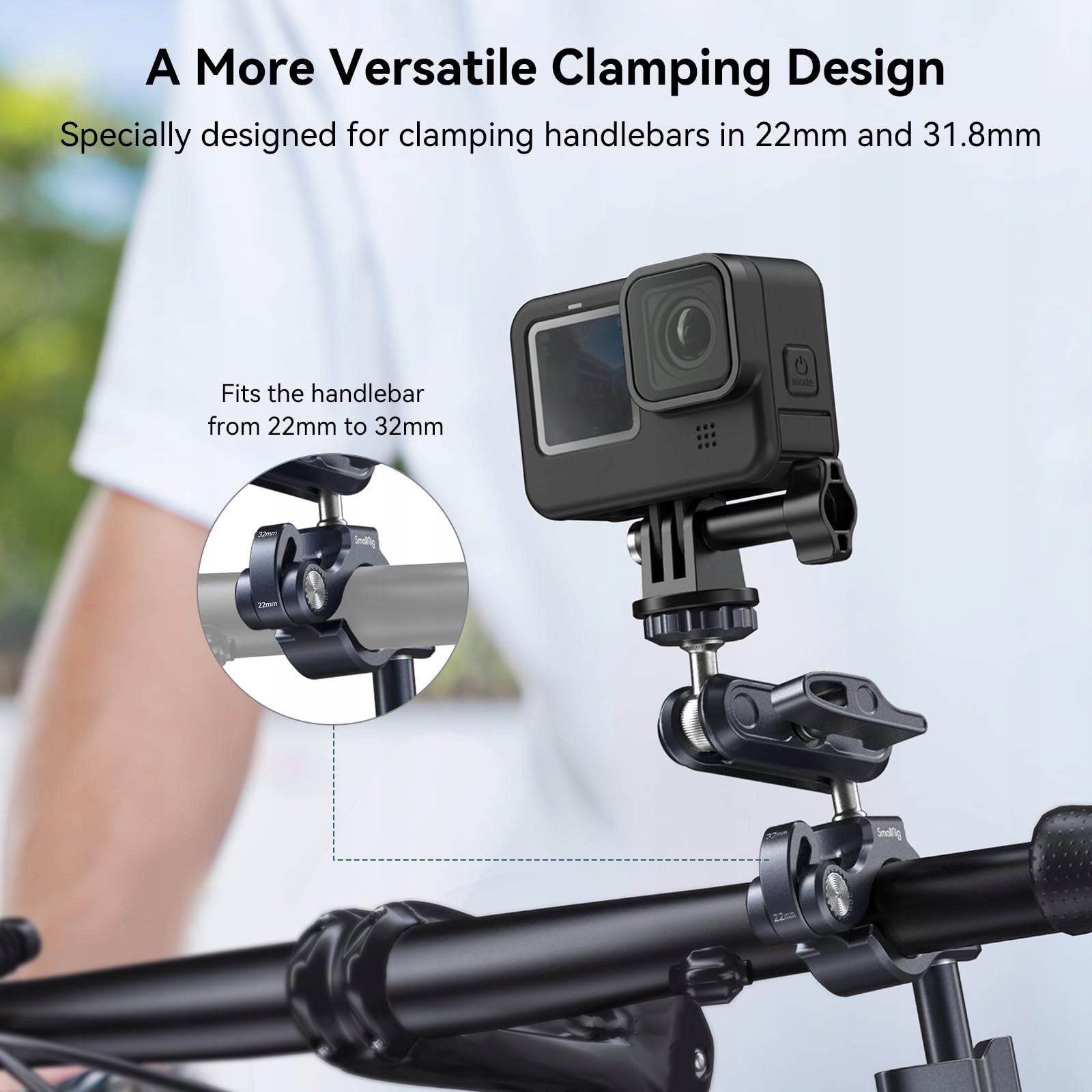 Uchwyt Na Kierownice Clamp Do Kamer Sportowych 0.5kg Rower Moto SMALLRIG — miniatura 3