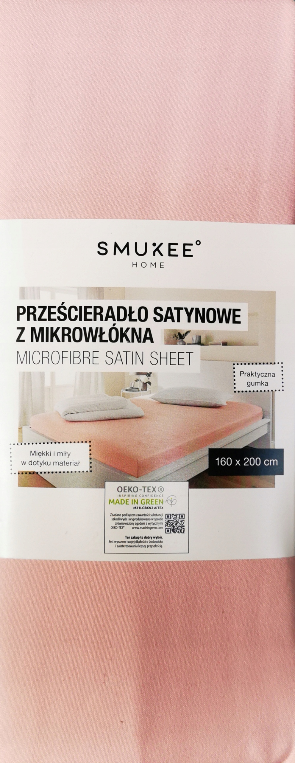 

Prześcieradło z gumką satyna 160X200 róż